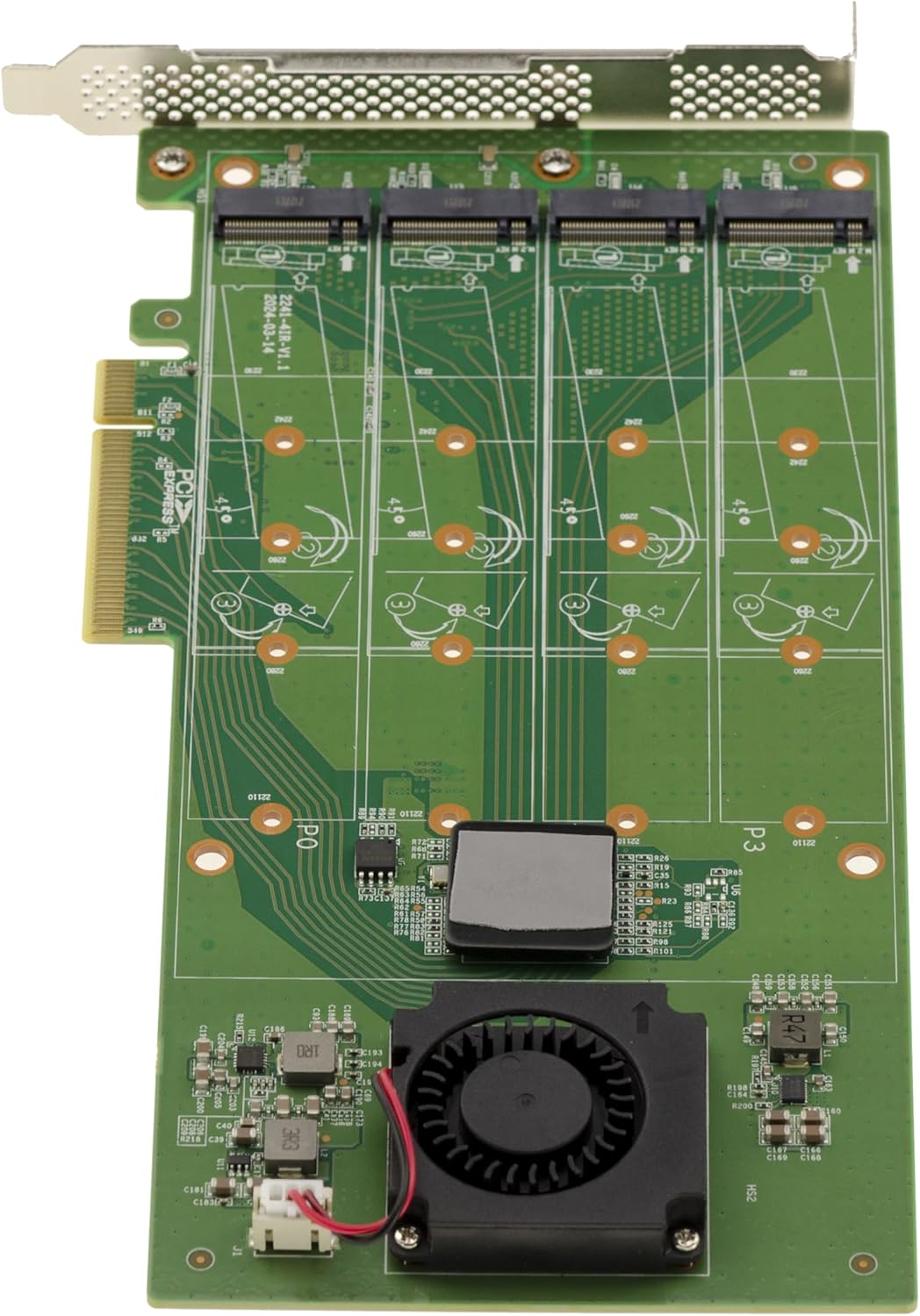 Kalea-informatique Scheda Controller PCIe 3.0 x8 per 4 SSD M.2 - immagine 4