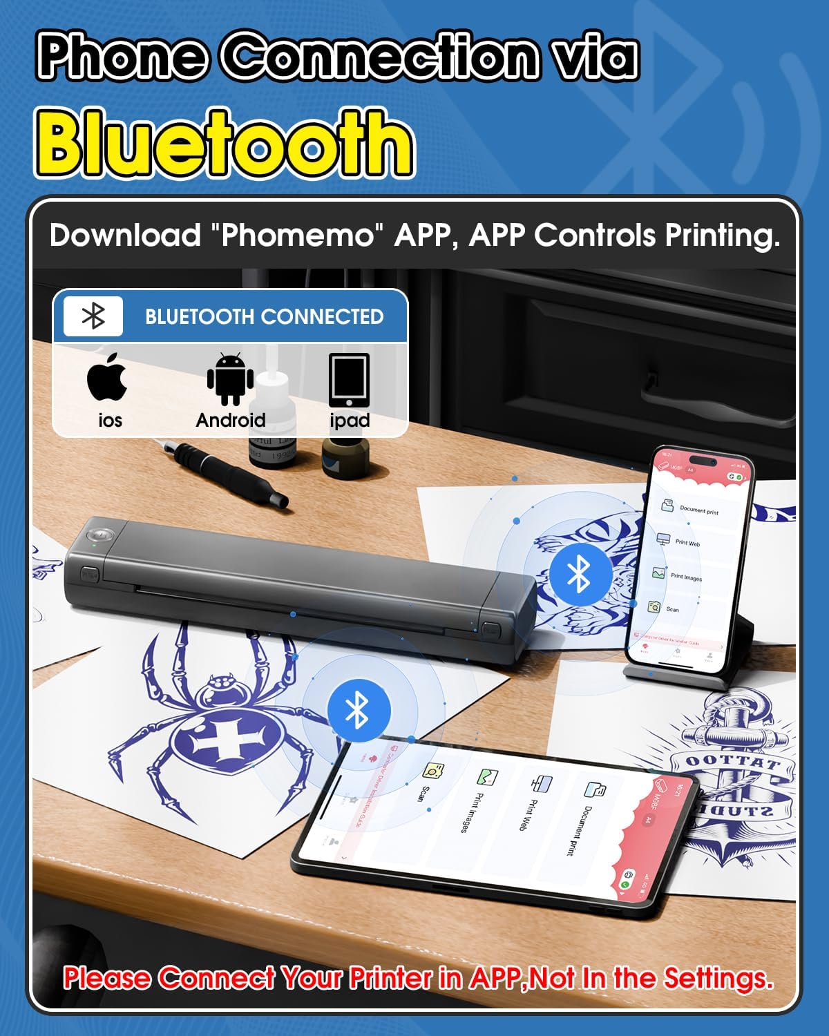 Phomemo M08F Stampante Stencil Tattoo con Custodia - immagine 3