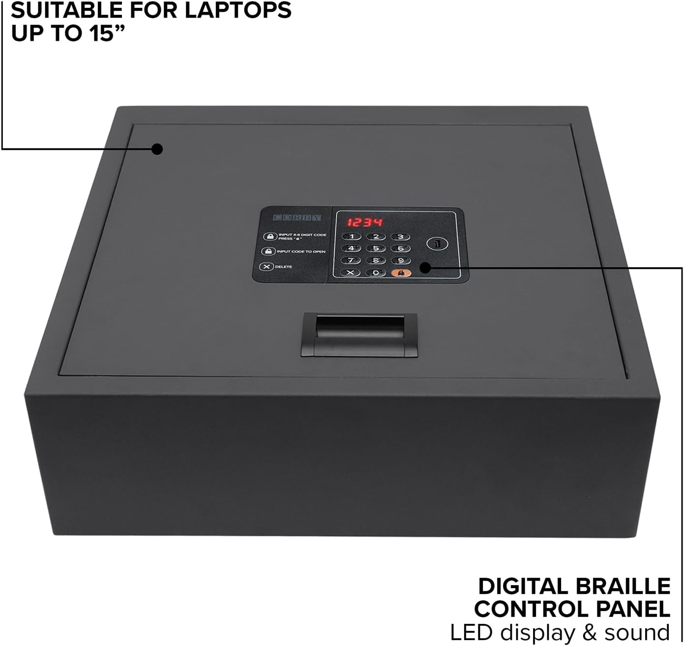 Corby Mayfair - Cassaforte Digitale per Laptop, Nera - immagine 3