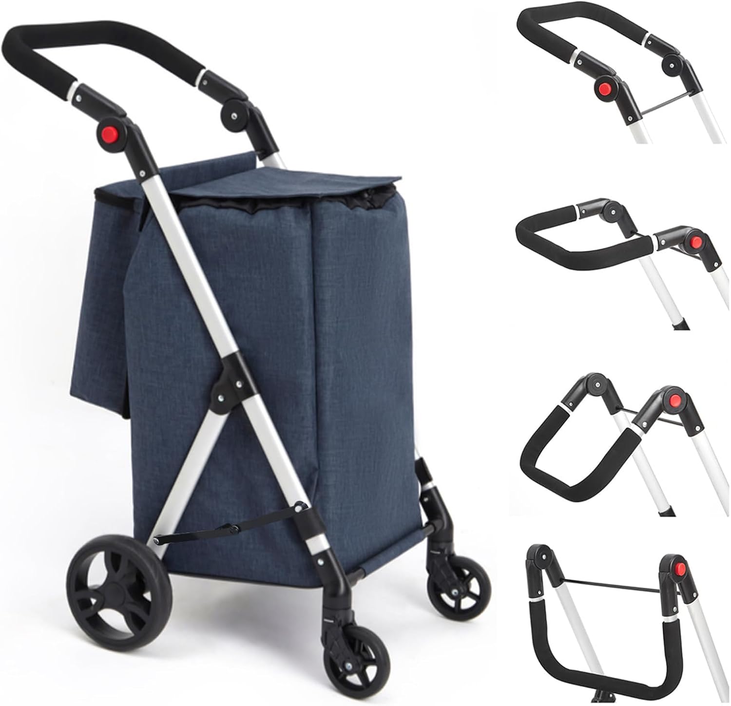 Leuya Abc Carrello della Spesa 4 Ruote 46L, Blu - immagine 1