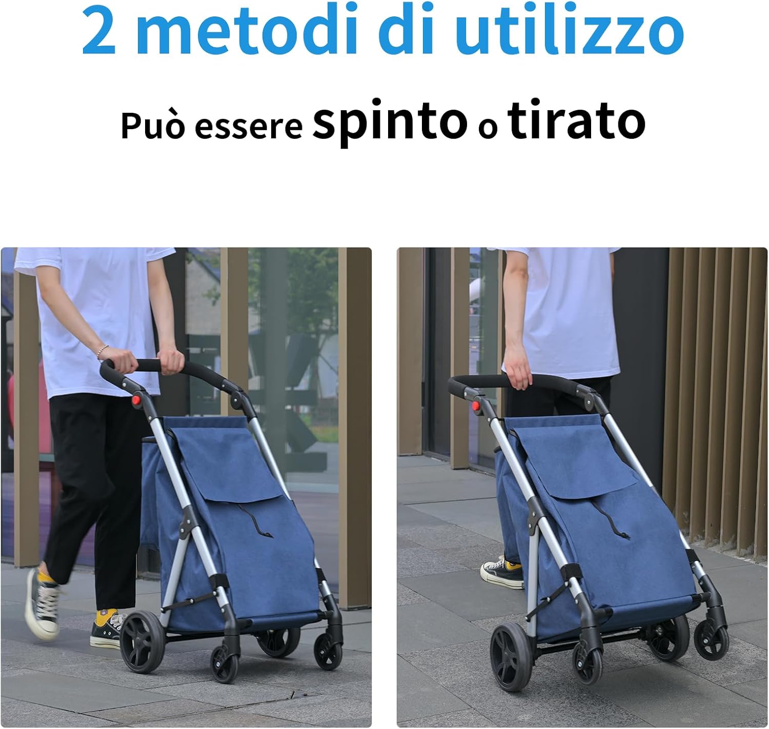 Leuya Abc Carrello della Spesa 4 Ruote 46L, Blu - immagine 6
