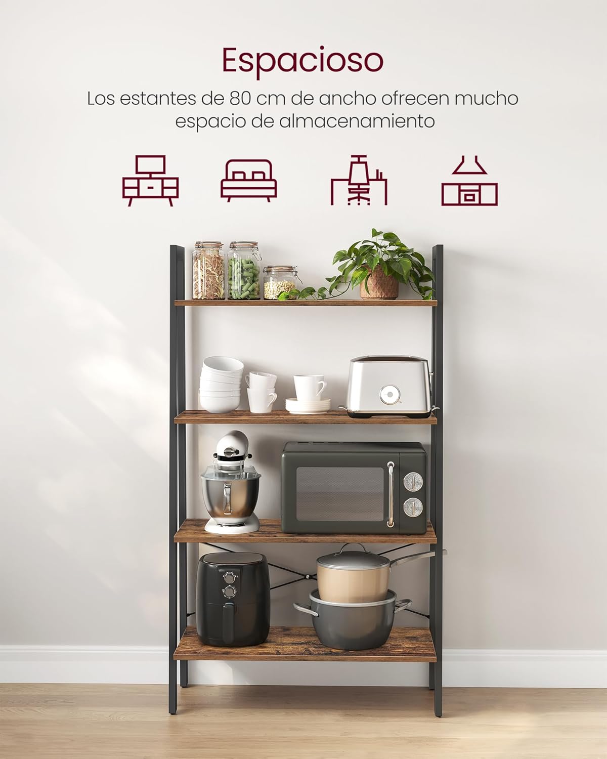 Vasagle Scaffale a Scala 4 Ripiani Stile Industriale - immagine 4