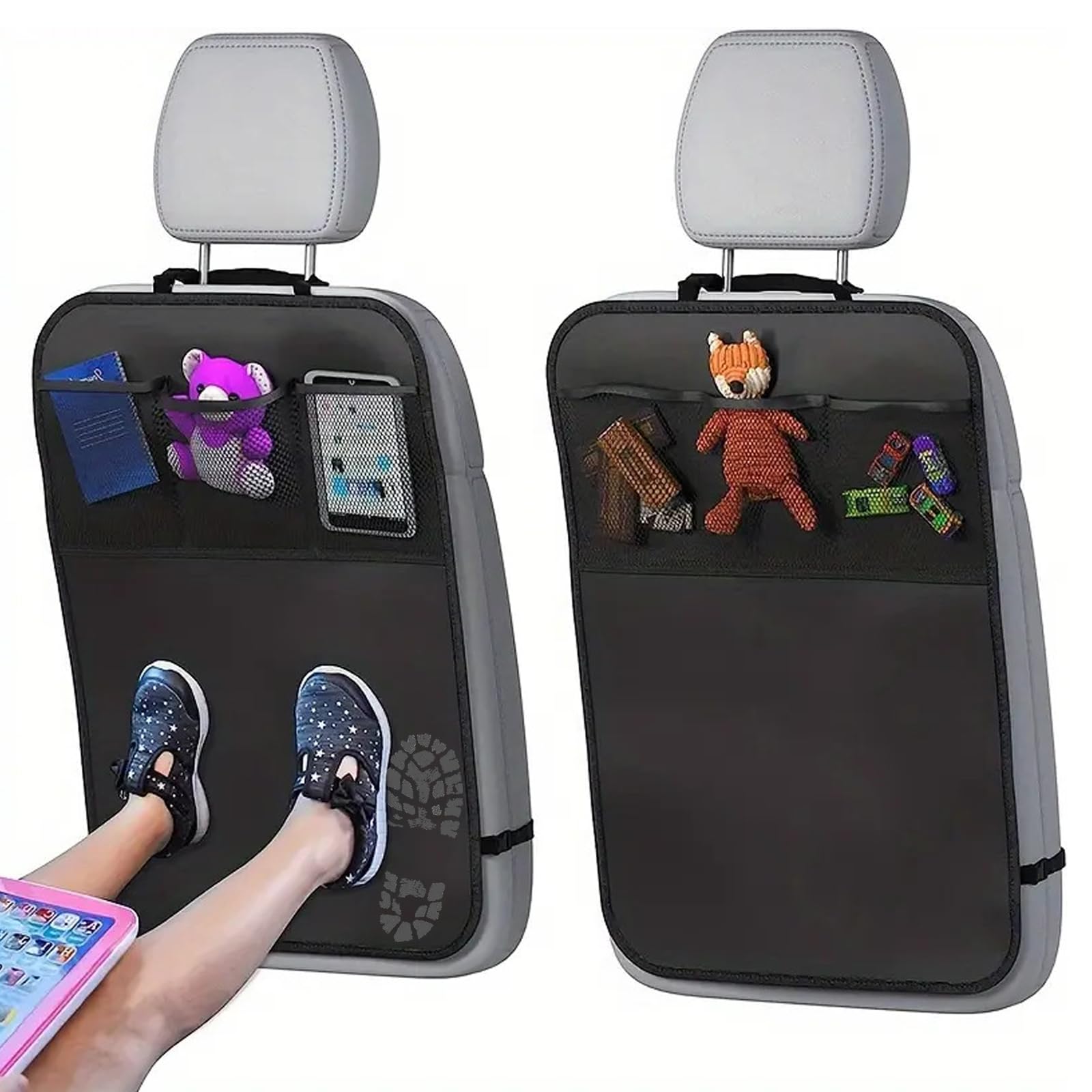 2 Pezzi Porta Oggetti Per Auto, Portaoggetti Autos, Proteggi Sedile Autos Bambini Posteriore, Coprisedili Auto Universale, Con 3 Tasche Di Organizzo, Organizzatore Per Bottiglie Giocattoli Libri, Nero