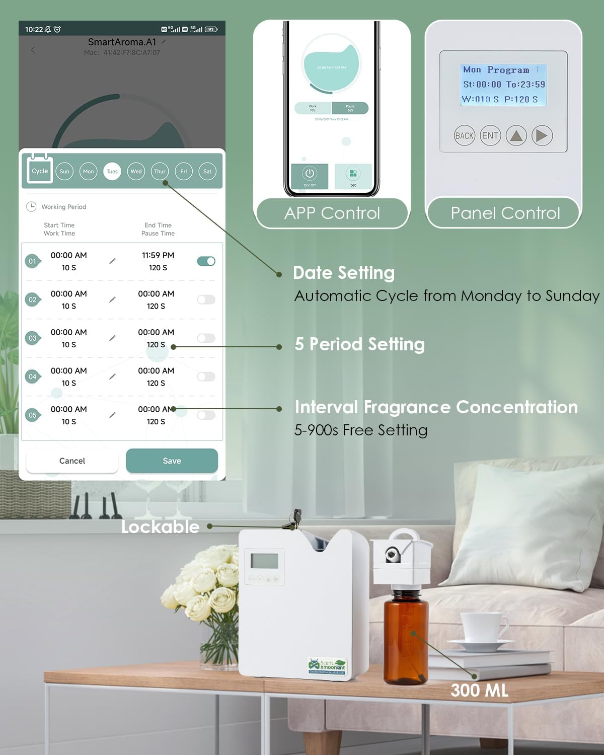 Mxmoonant Diffusore Oli Essenziali Senza Acqua 300ml - immagine 3