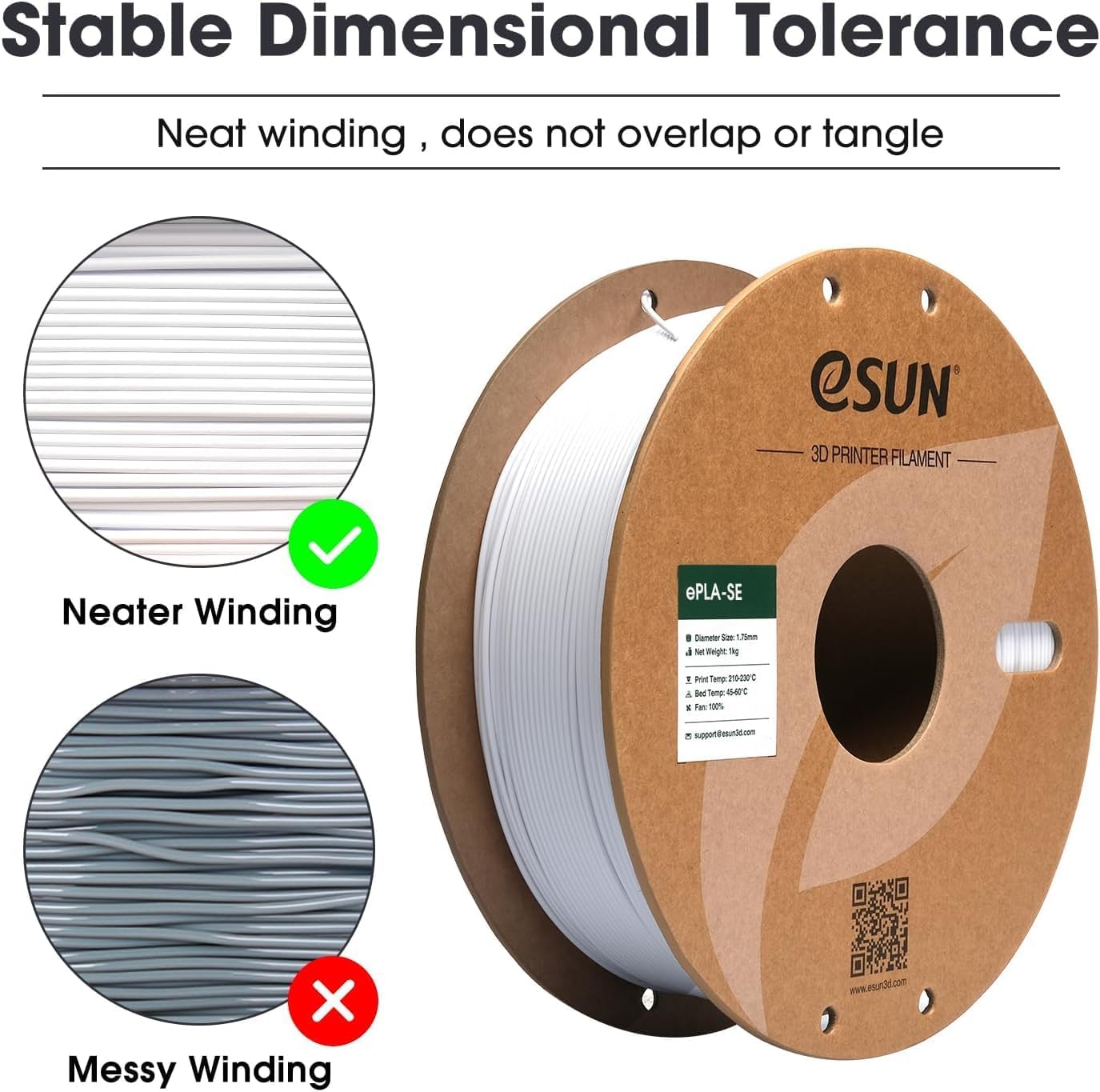 Esun 10KG PLA Basic Filamento 1.75mm, Kaltweiß - immagine 5