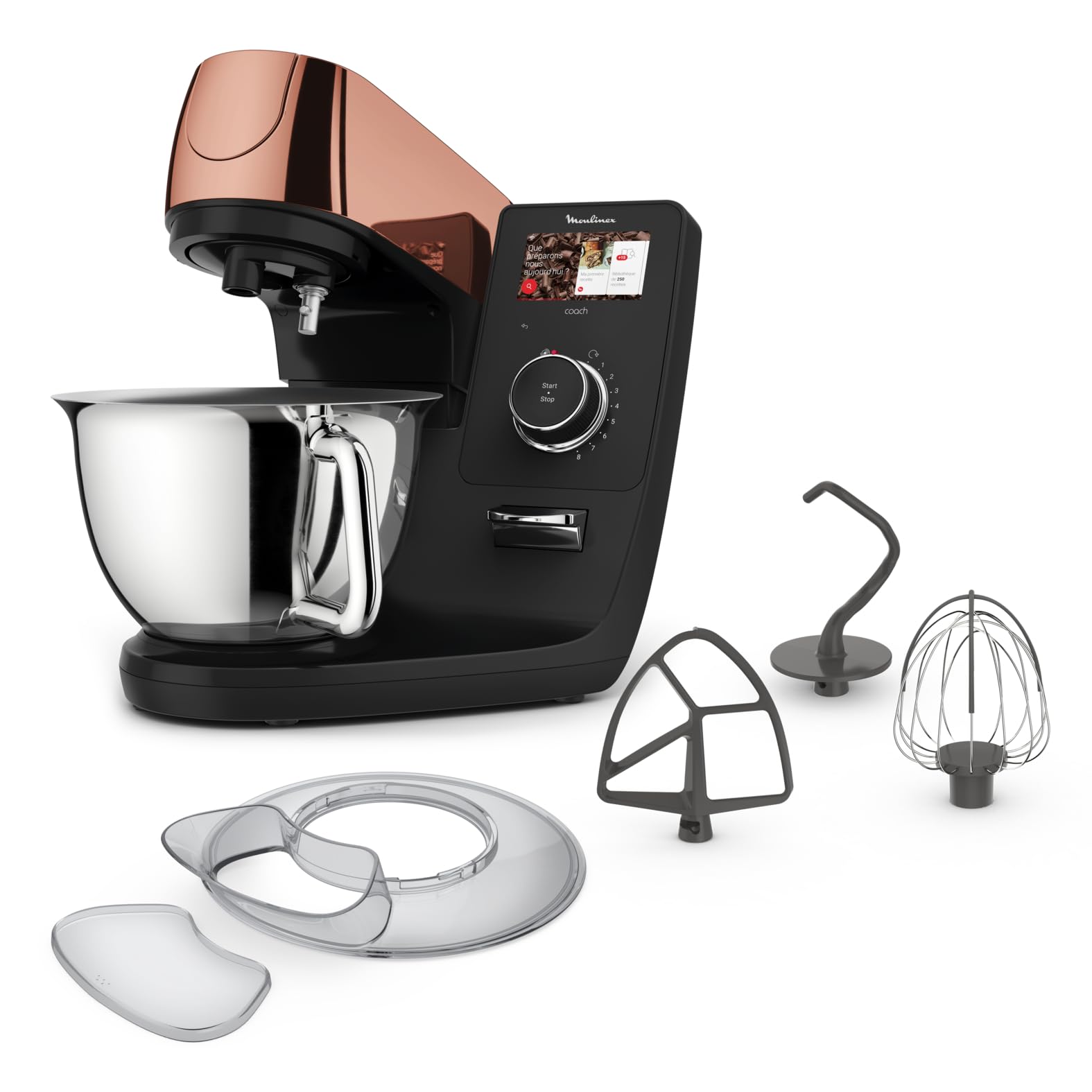 Moulinex Robot pasticcere connesso, Ciotola in acciaio inox 5.5 L, Tecnologia brevettata, Schermo digitale, Silenzioso, 21 ricette programmate, App gratuita dedicata con coaching, I-Coach Touch