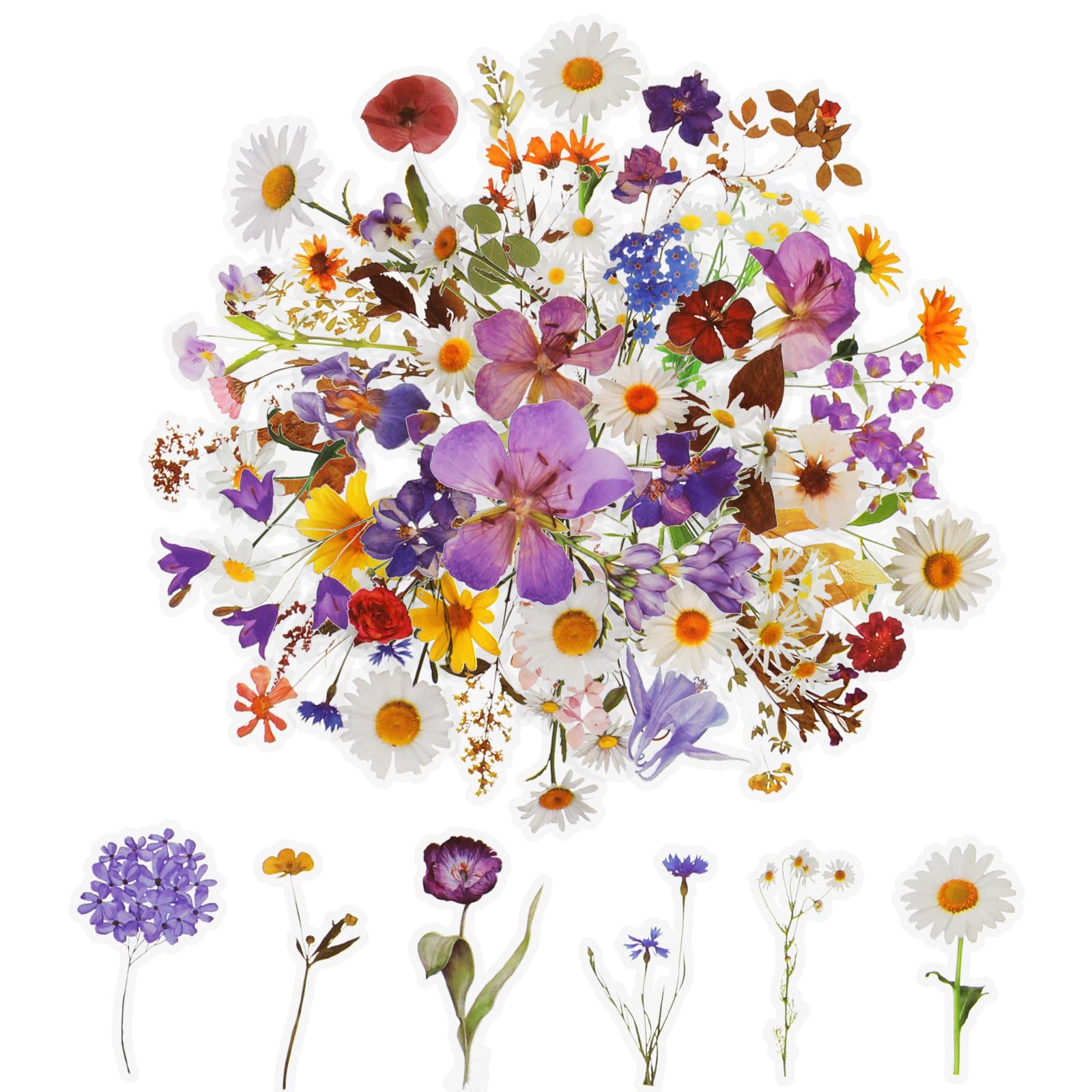 Adesivi Floreali Trasparenti per Scrapbook - 120 Pezzi