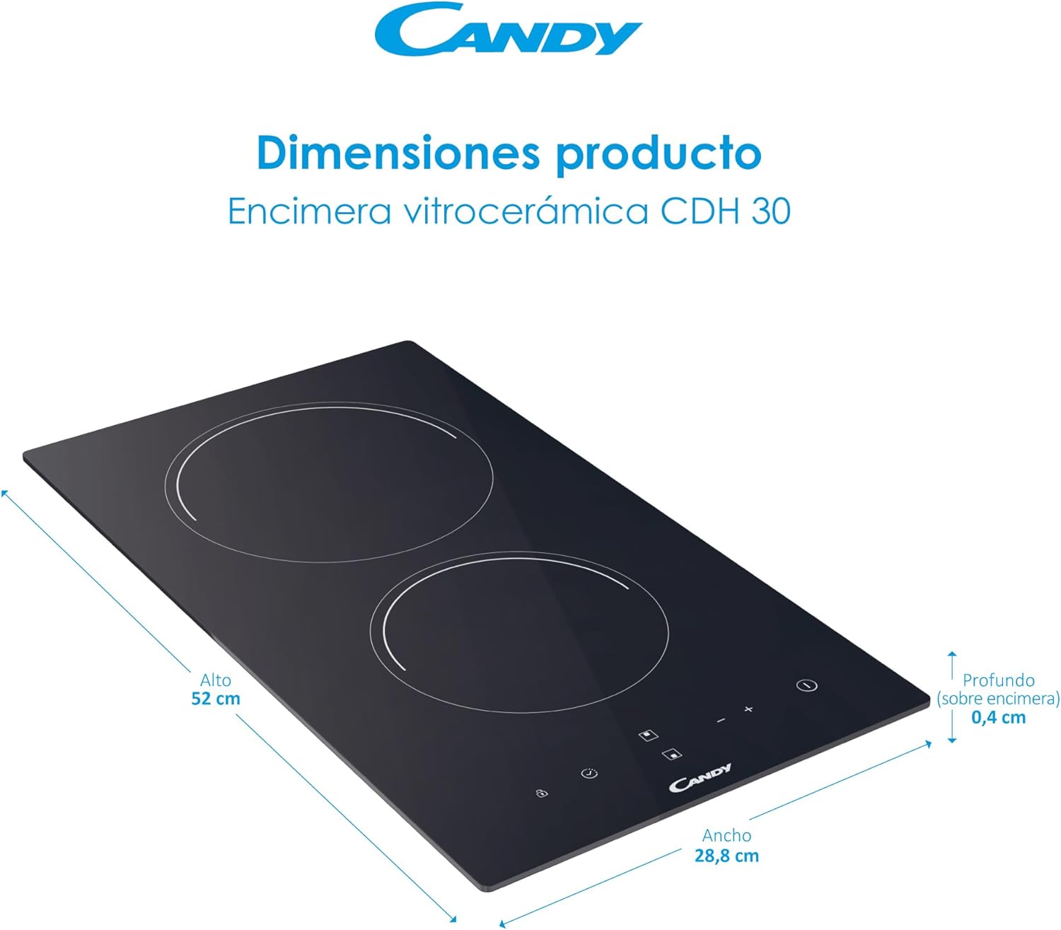 Candy Piano Cottura a Induzione 2 Fuochi, Nero - immagine 2