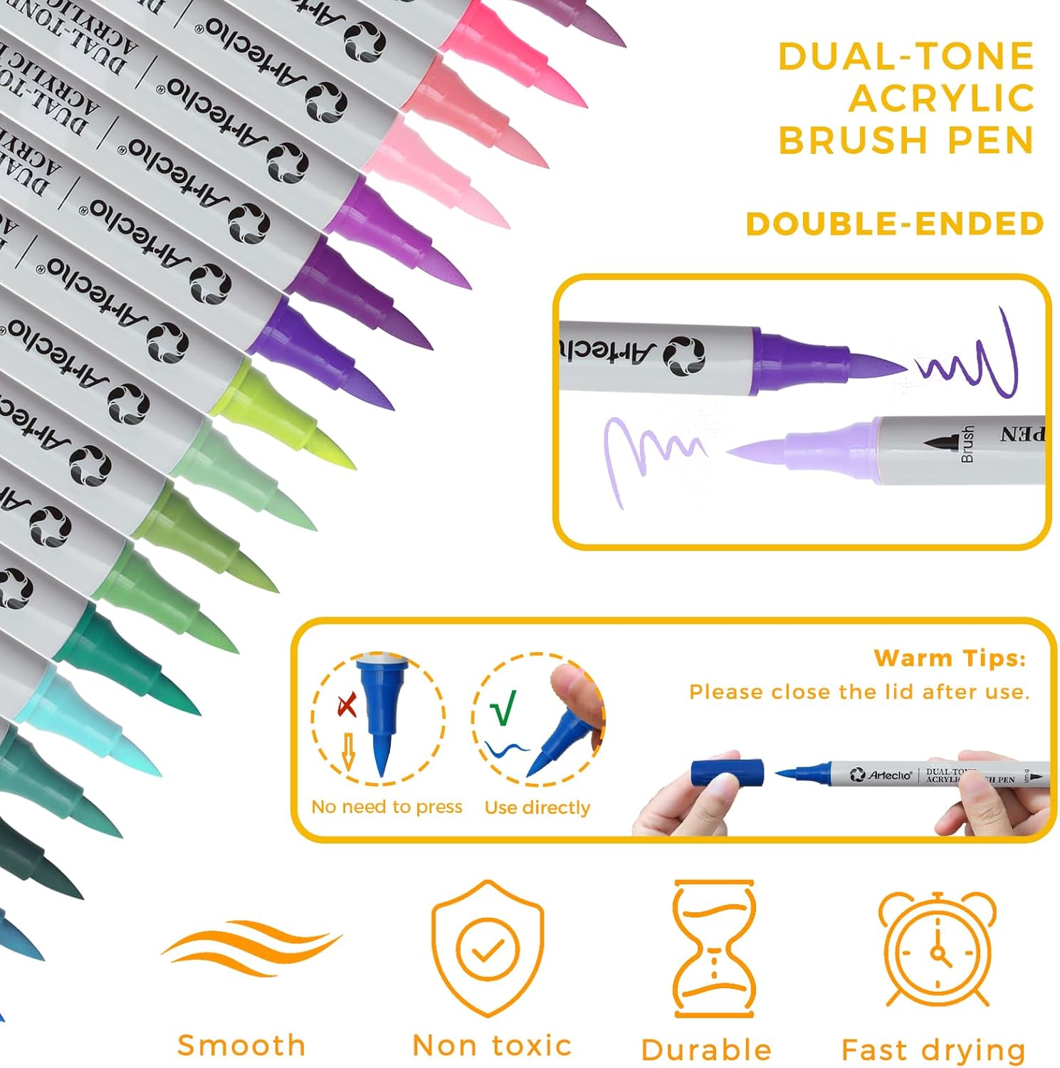 Artecho Pennarelli Acrilici Doppia Punta 36 Colori - immagine 3