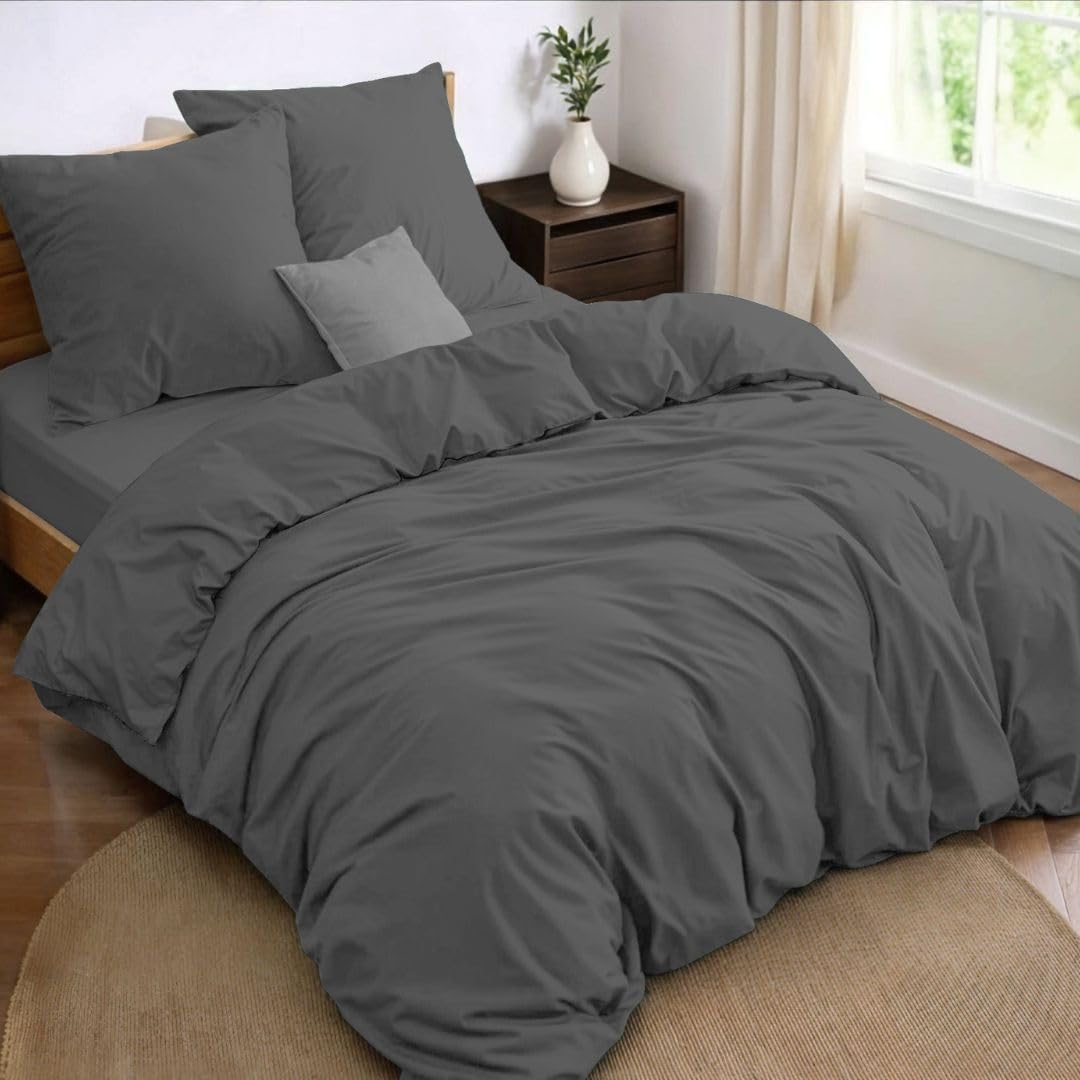 Dreamzie Parure Letto Matrimoniale 4 Pezzi, Grigio