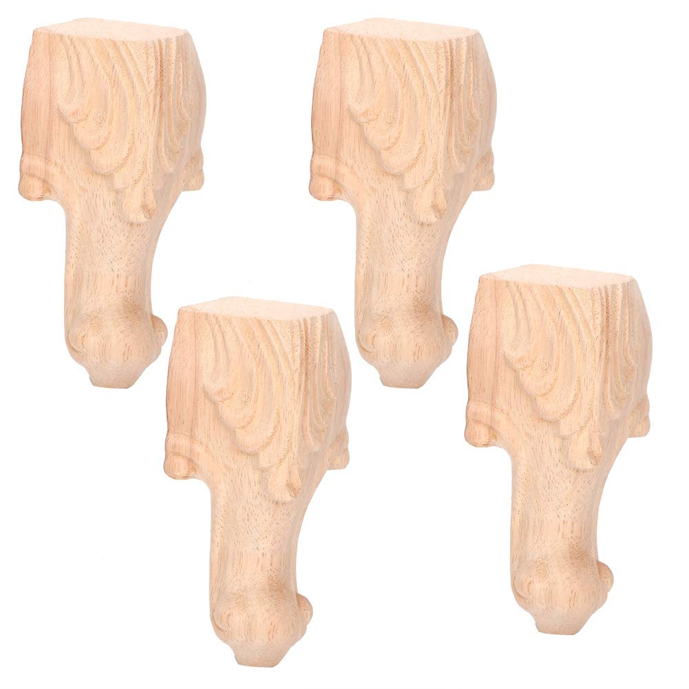 Tyenaza Gambe per armadietto, 4 Pezzi Gambe abinet intagliate, Piedini per tavoli intagliati Piedi per mobili per divani Piedini per mobili in Stile Europeo Intaglio del Legno(15 * 6cm)