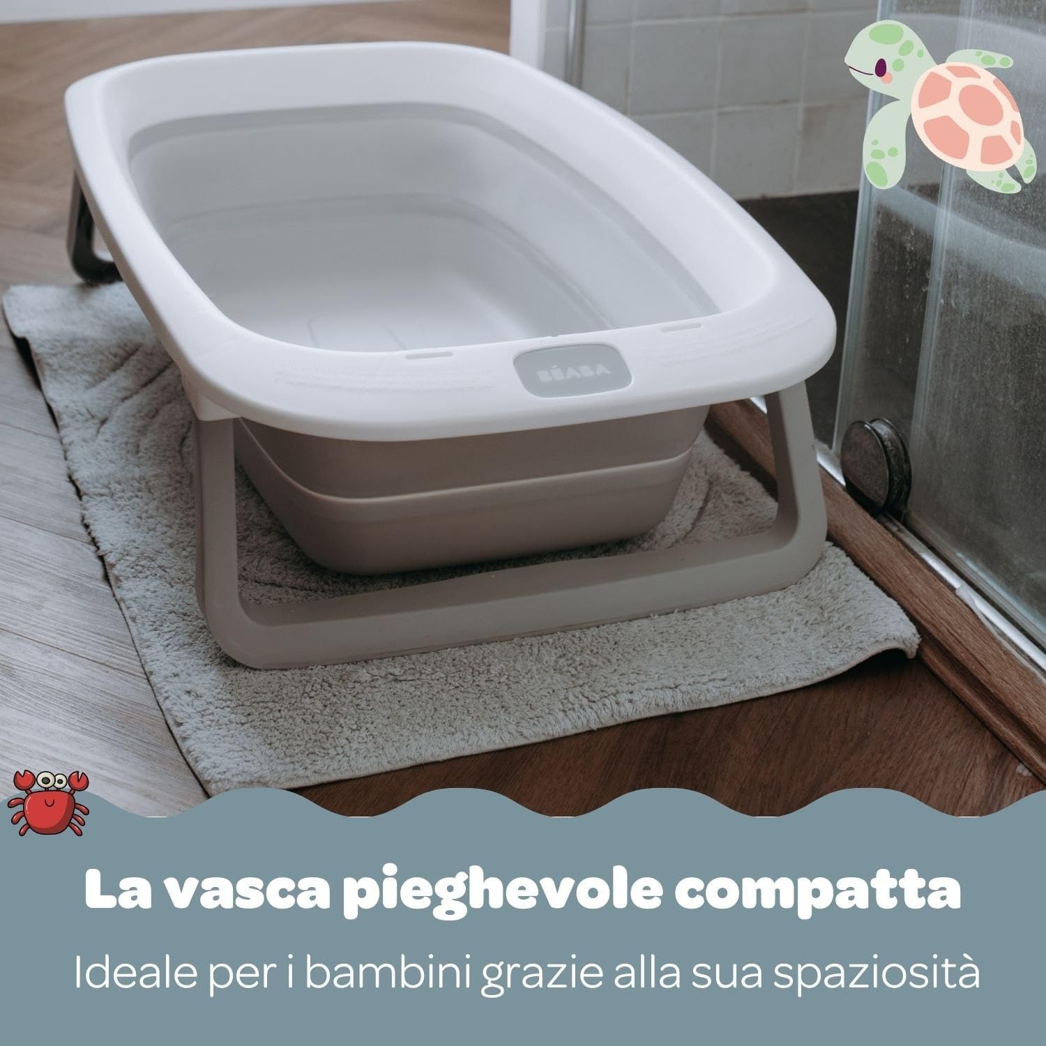 Béaba Vaschetta Bagnetto Pieghevole Eazy Pop Camélé'O, Grigio - immagine 3