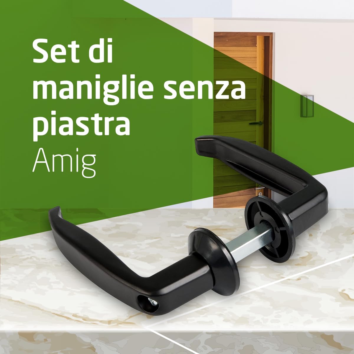 Amig - Set Maniglie Nere con Base Alluminio - immagine 2