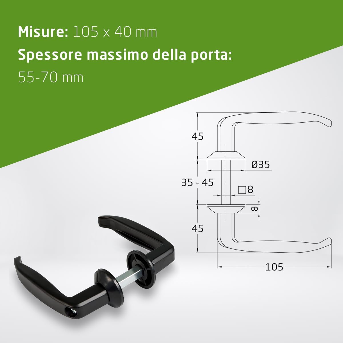 Amig - Set Maniglie Nere con Base Alluminio - immagine 7