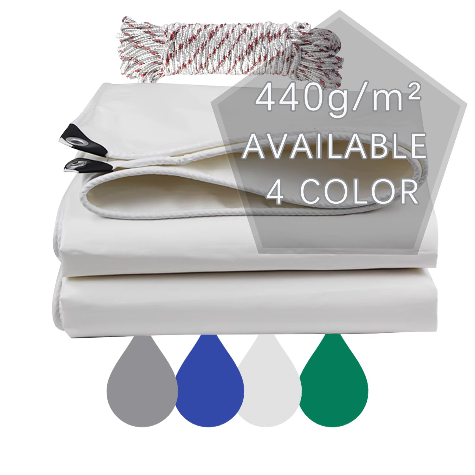 Tende per Esterno Impermeabili in PVC 440 g/m² 4x4m, Bianco