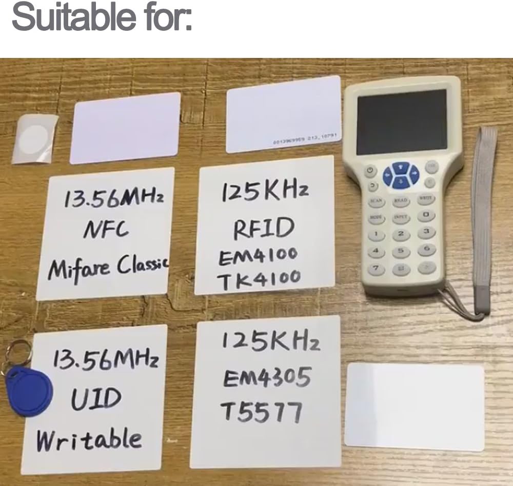 OBO HANDS Inglese Rfid NFC Copier Reader Writer Duplicatore 10 Programmatore di frequenza con Schermo a Colori + 5pcs EM4305 Card + 5pcsT5577 Keyfob + 5Pcs UID Keyfob - immagine 4