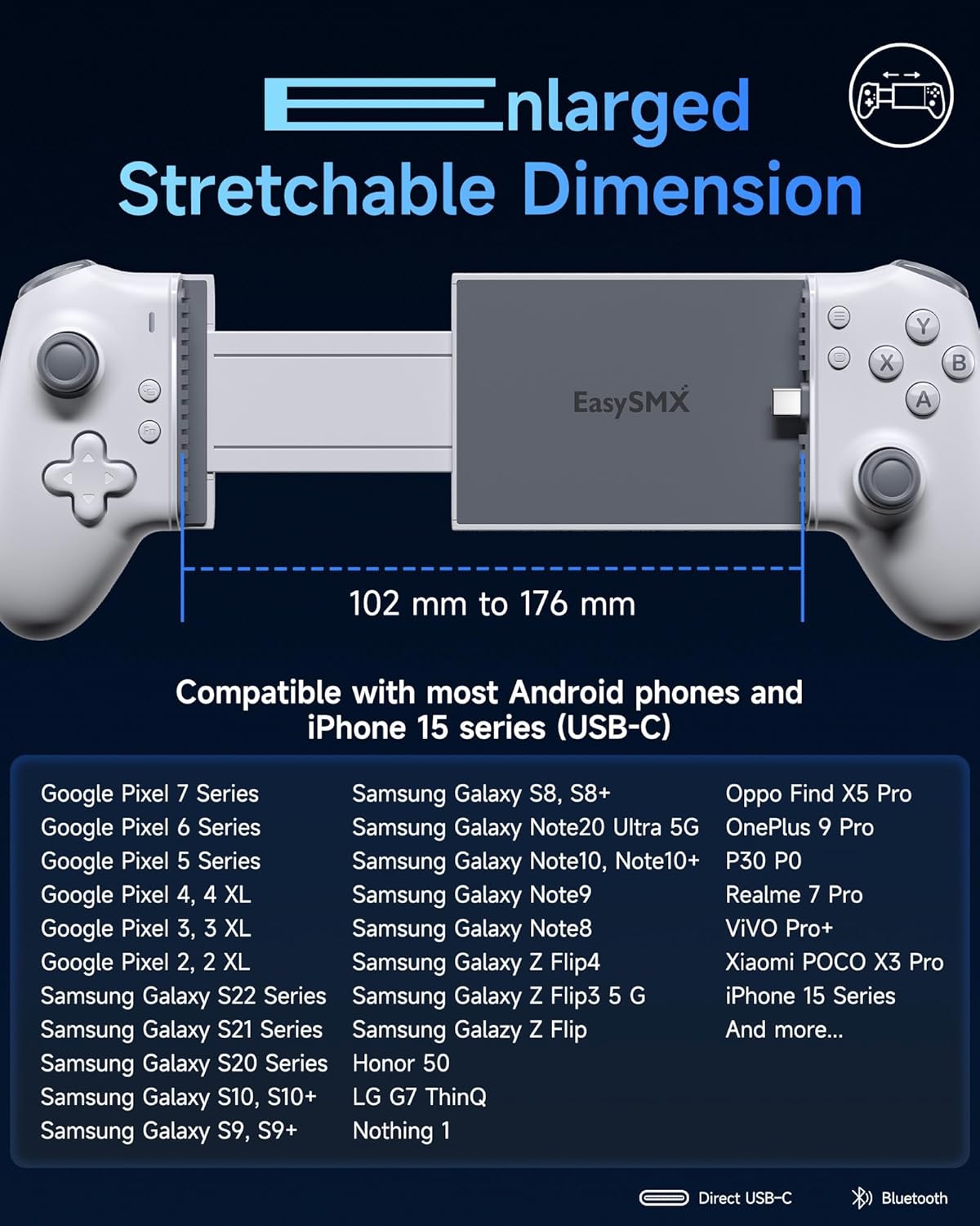 EasySMX M15 Controller Smartphone Android e iPhone 15, Bianco - immagine 2