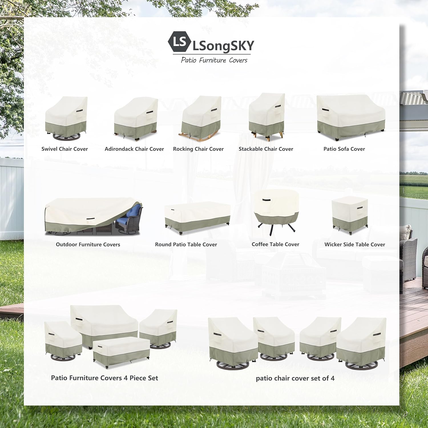 Copertura Impermeabile per Sedia Girevole da Esterno (2 pz) - immagine 2