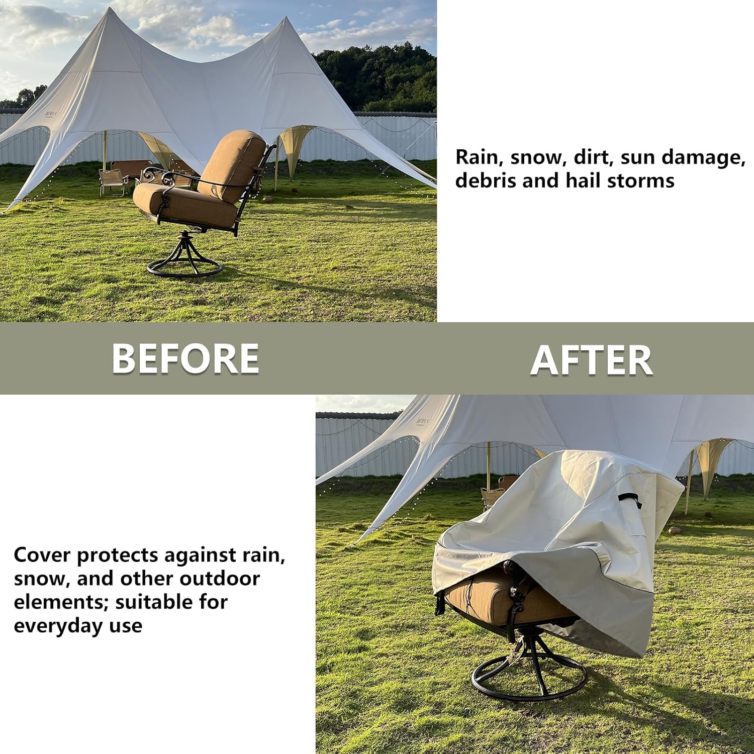 Copertura Impermeabile per Sedia Girevole da Esterno (2 pz) - immagine 5