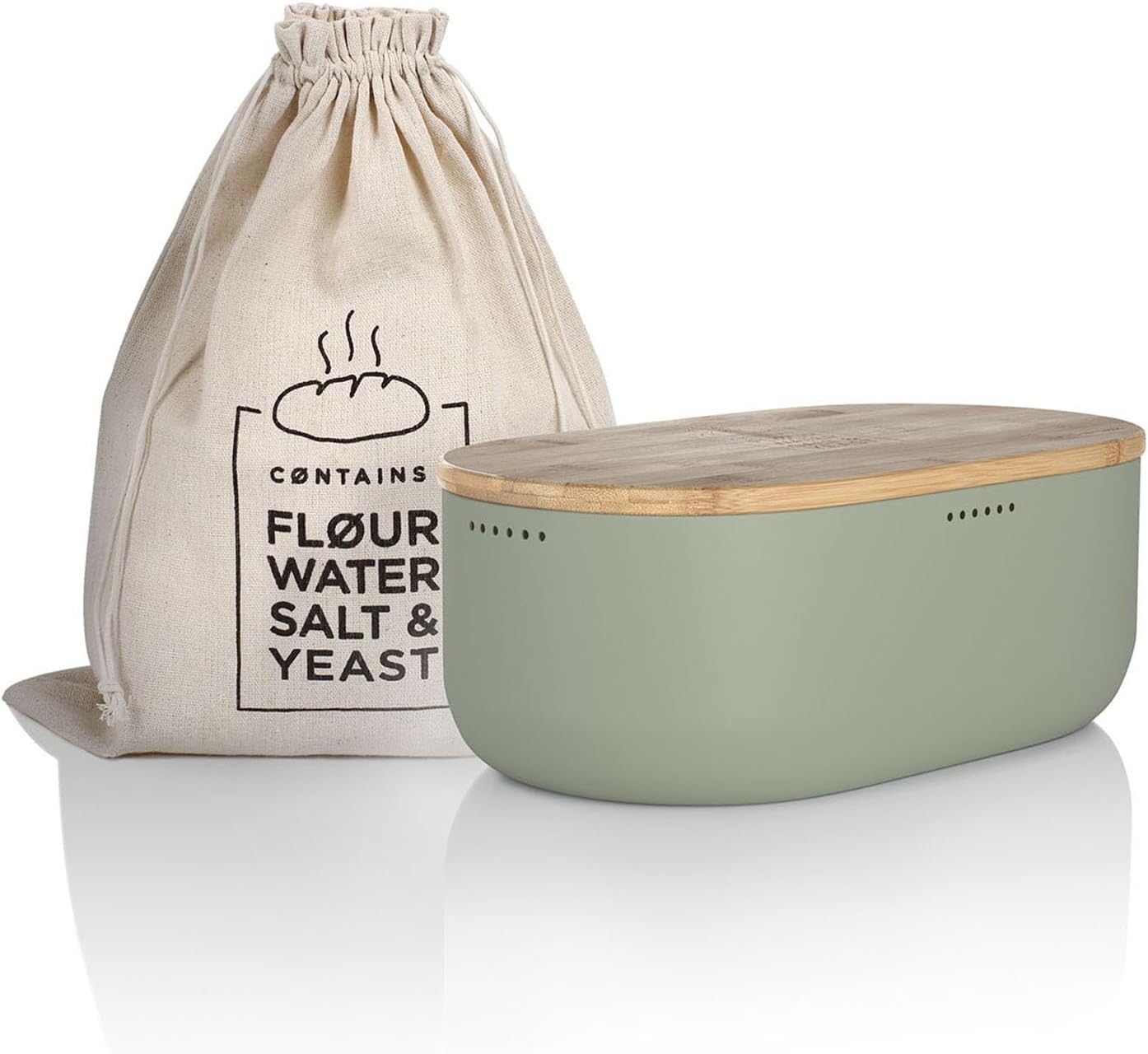 Lars Nysøm Portapane in Metallo con Sacchetto di Lino, Sage