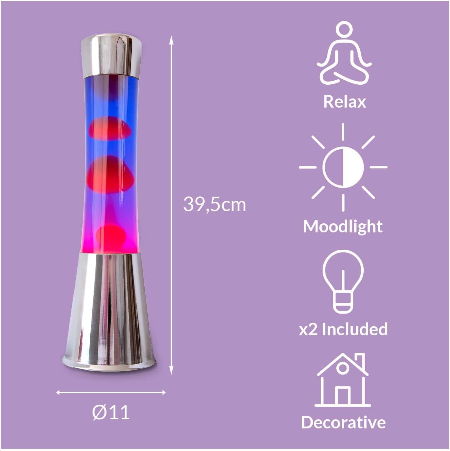 Fisura - Lampada Lava Rossa e Viola, Base Argento - immagine 2