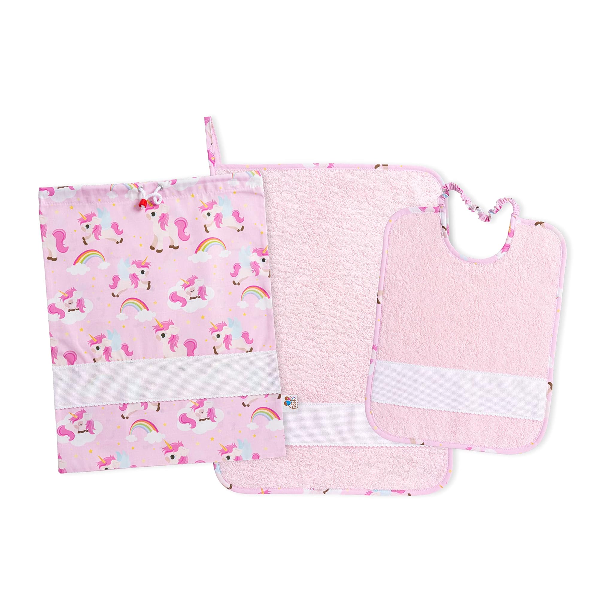 Filet - Set Asilo 3 Pezzi Unicorni, Rosa