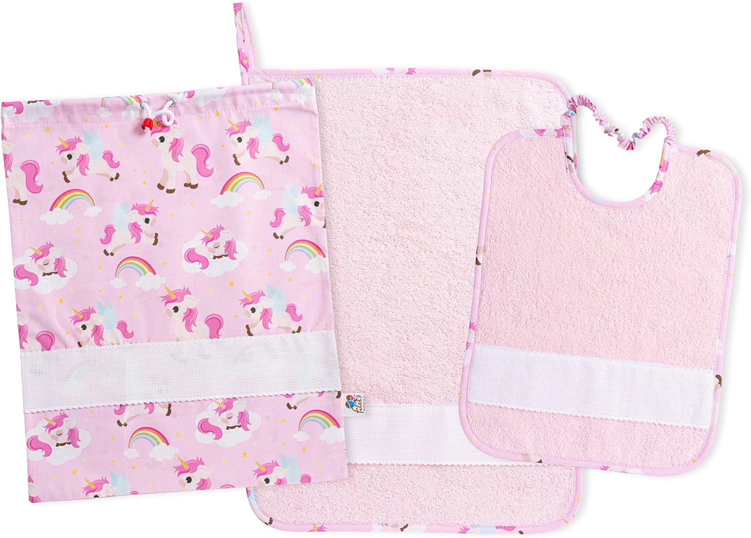 Filet - Set Asilo 3 Pezzi Unicorni, Rosa - immagine 1