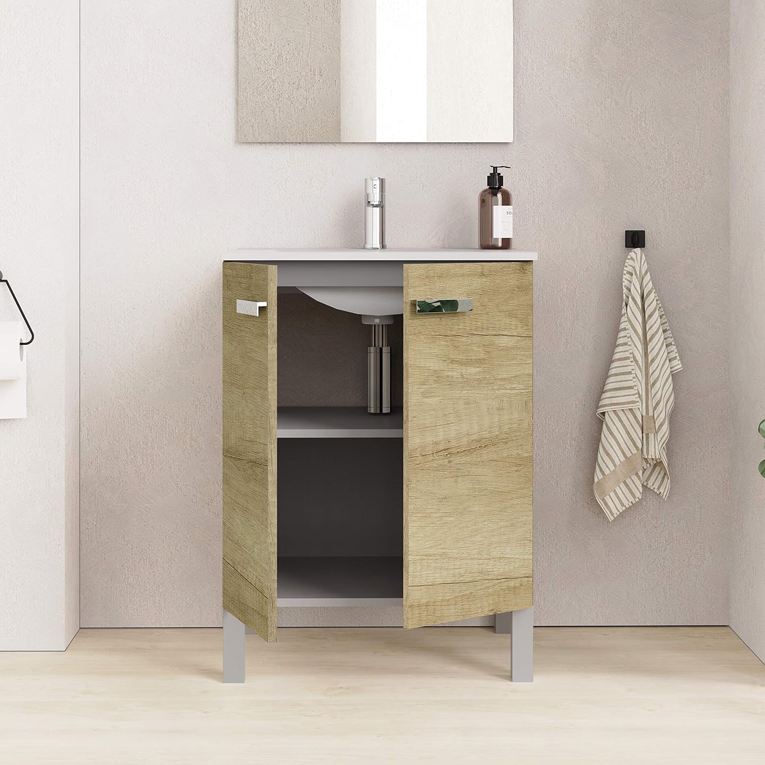 Baikal Neo - Mobile Bagno con Lavabo 60cm, Natura - immagine 4
