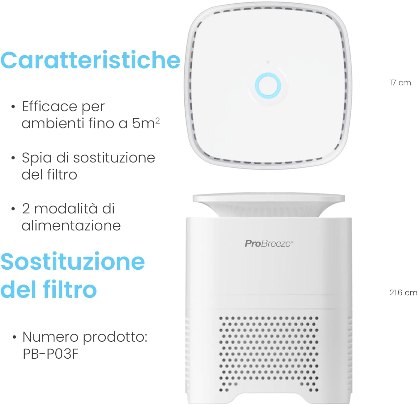 Pro Breeze Purificatore D'Aria 4 in 1 per Casa/Ufficio - immagine 5