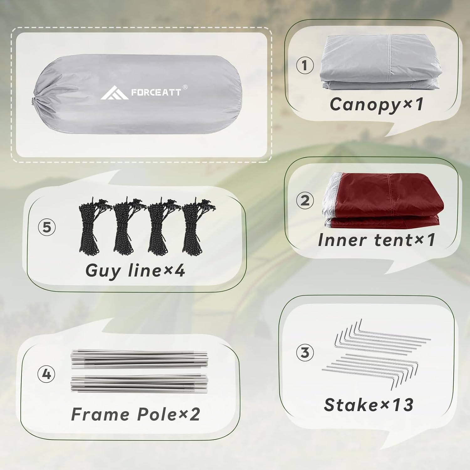 Forceatt Tenda Campeggio 2-4 Persone Impermeabile - immagine 5