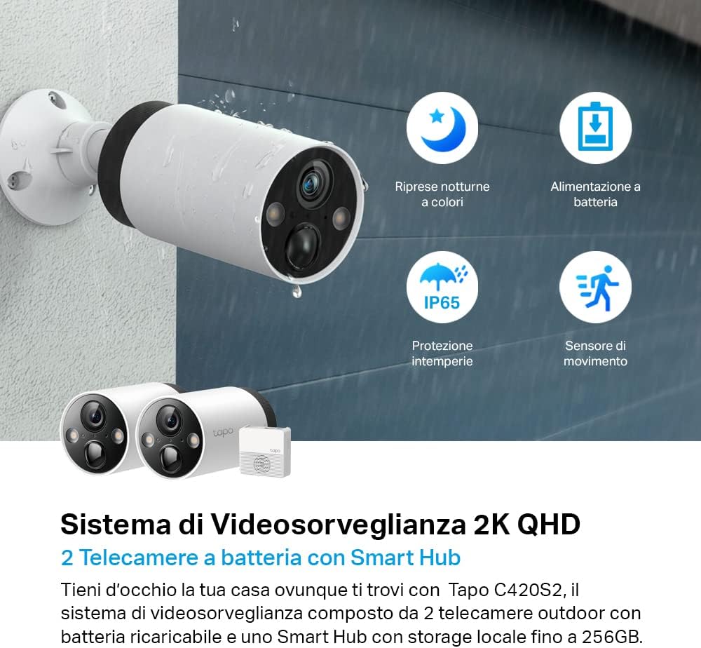 Tapo C420S2 Telecamera Wi-Fi Esterno QHD 2K (2pz) - immagine 2