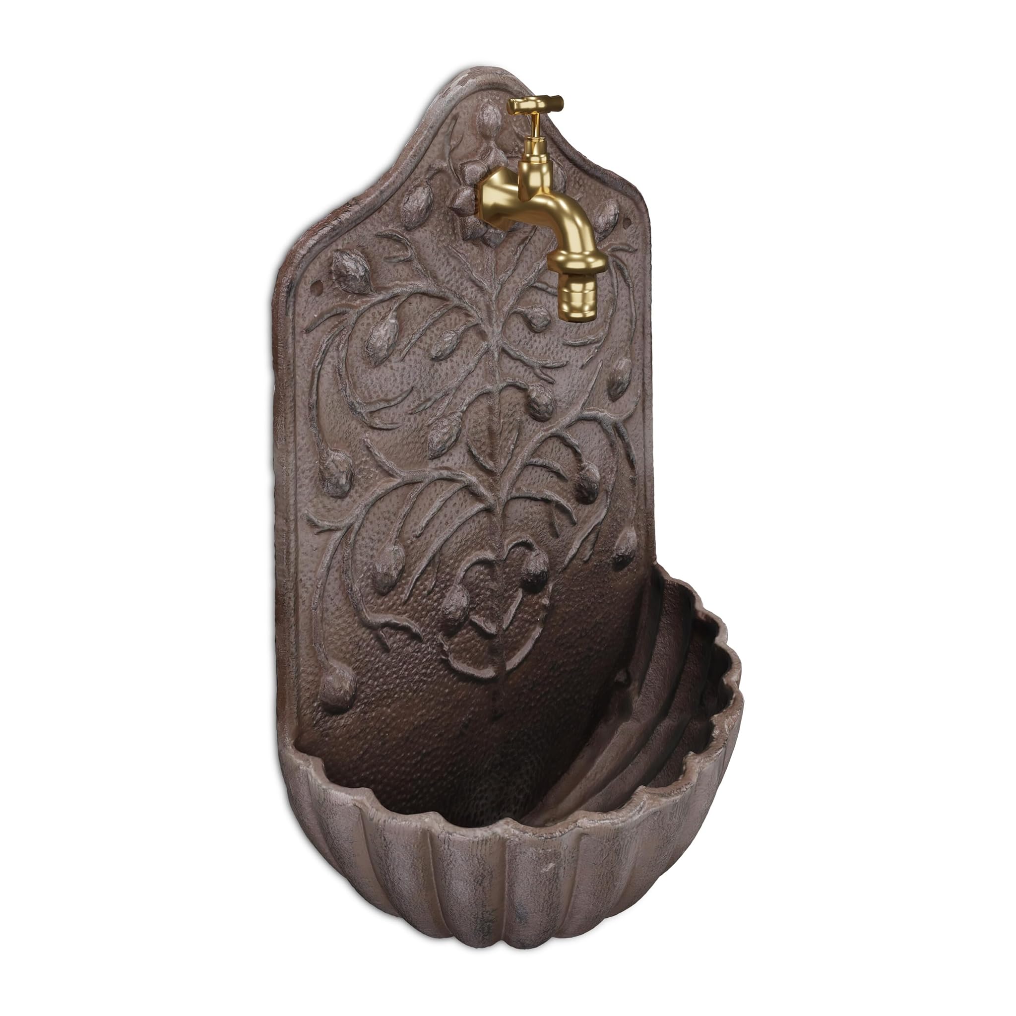 Relaxdays Fontana a Muro da Esterno in Ghisa, Marrone