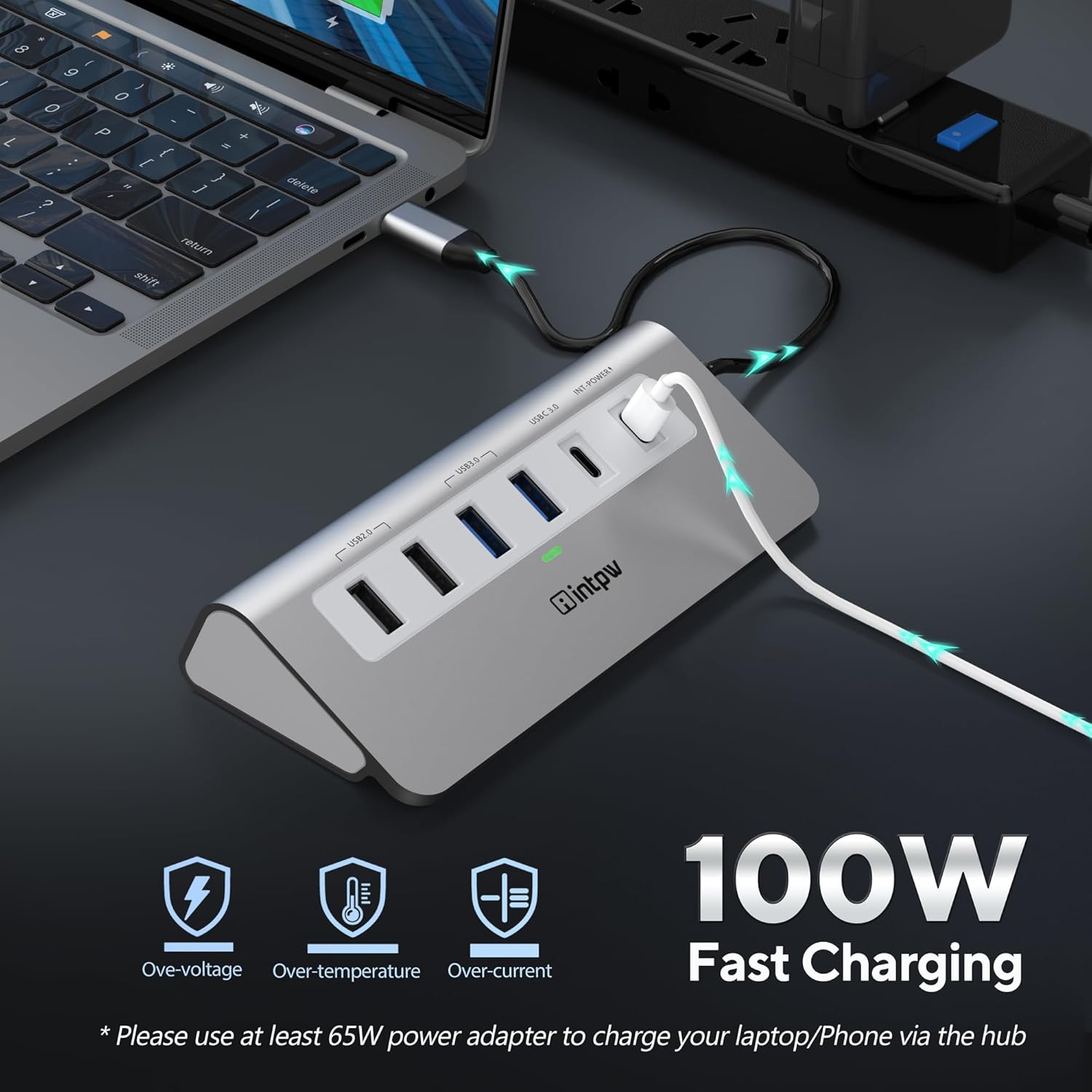 Intpw Hub USB C 9 in 1 Multiport con Cavo 3.28FT - immagine 4
