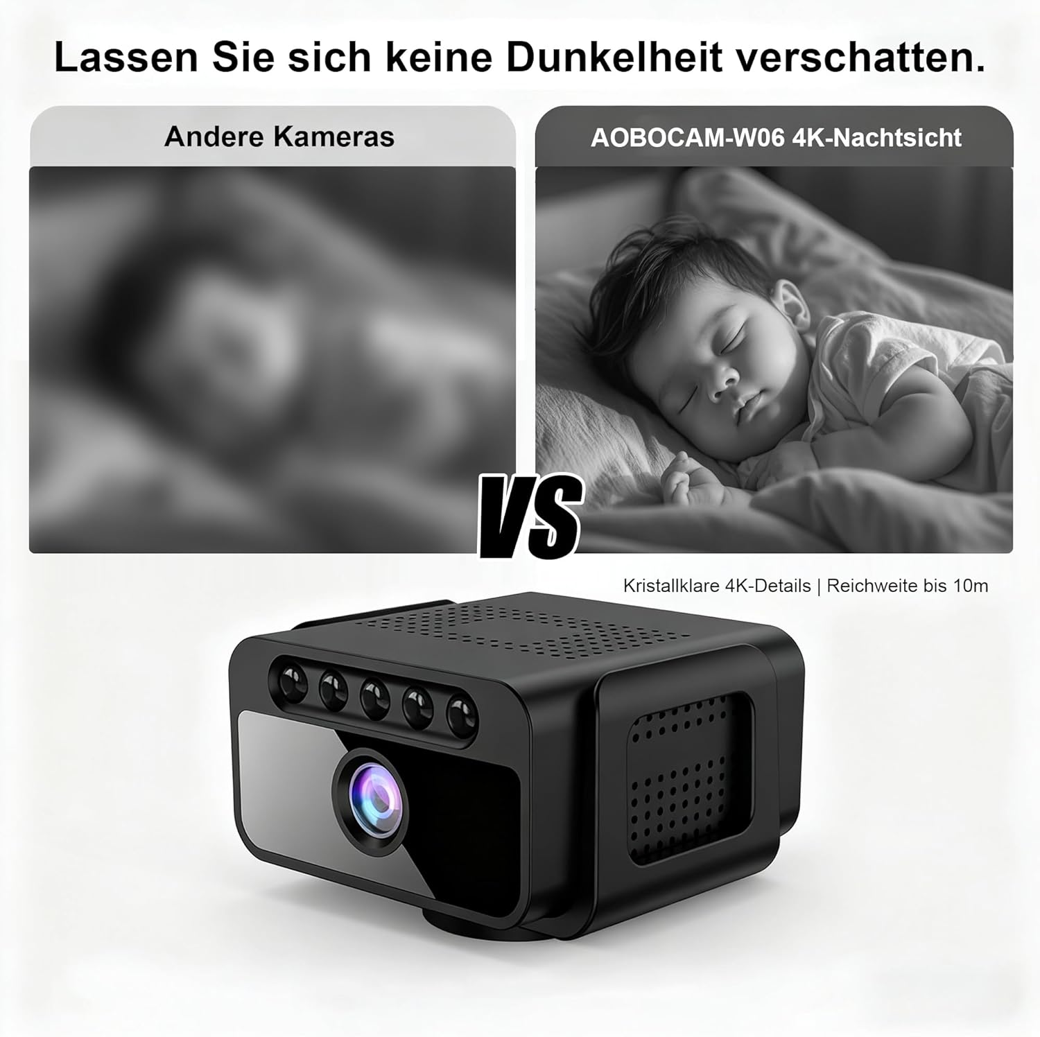 Mini Telecamera WiFi Interna 4K con Visione Notturna, Black - immagine 5