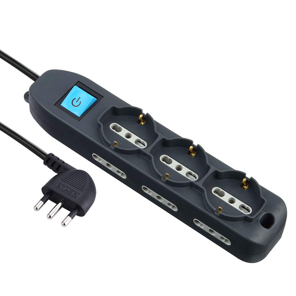 Electraline 62039 Multipresa 9 Posti con Cavo 3m, Nero