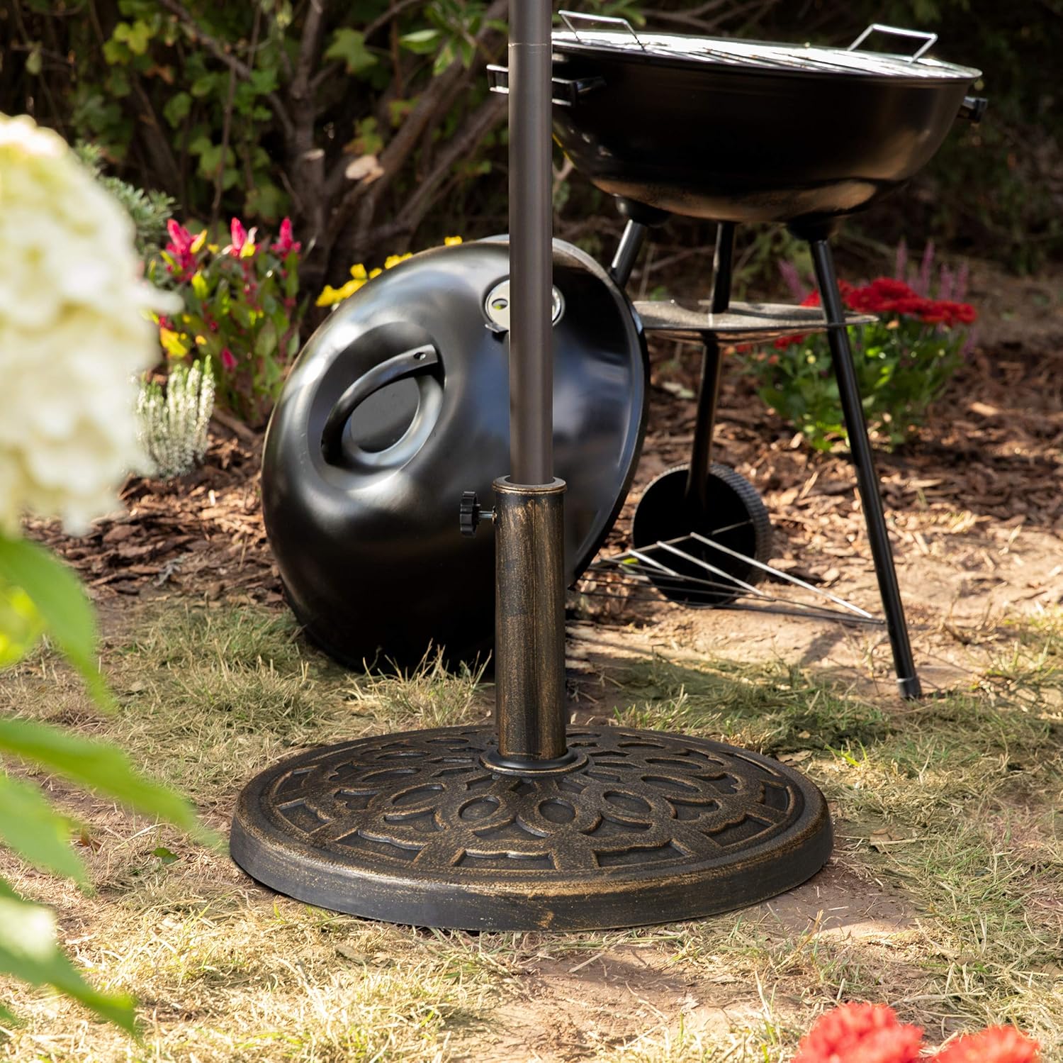 Relaxdays Base per Ombrellone Ø 49,5 cm, Marrone - immagine 2