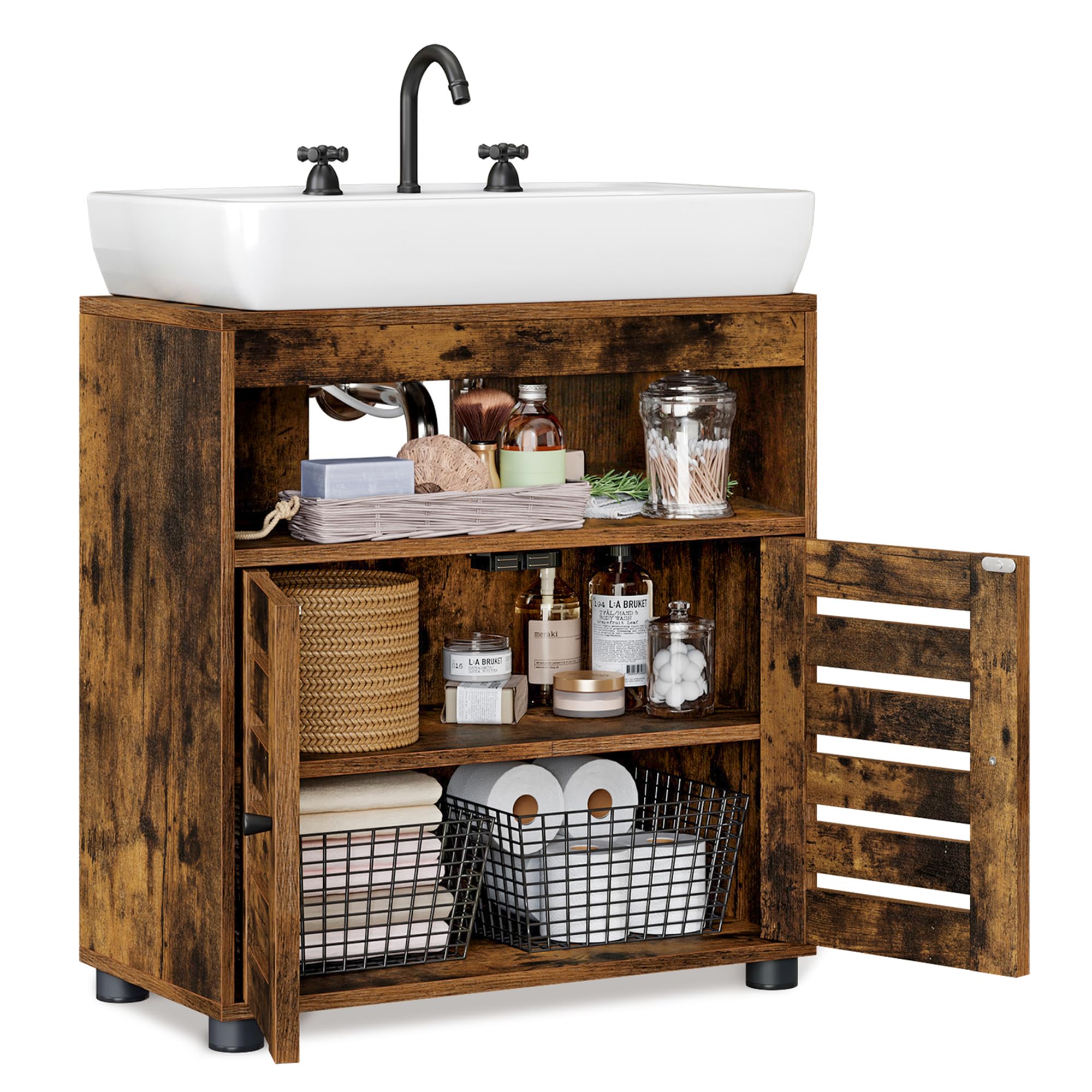 Vasagle Mobile Sottolavabo 30x60x64cm, Marrone Vintage