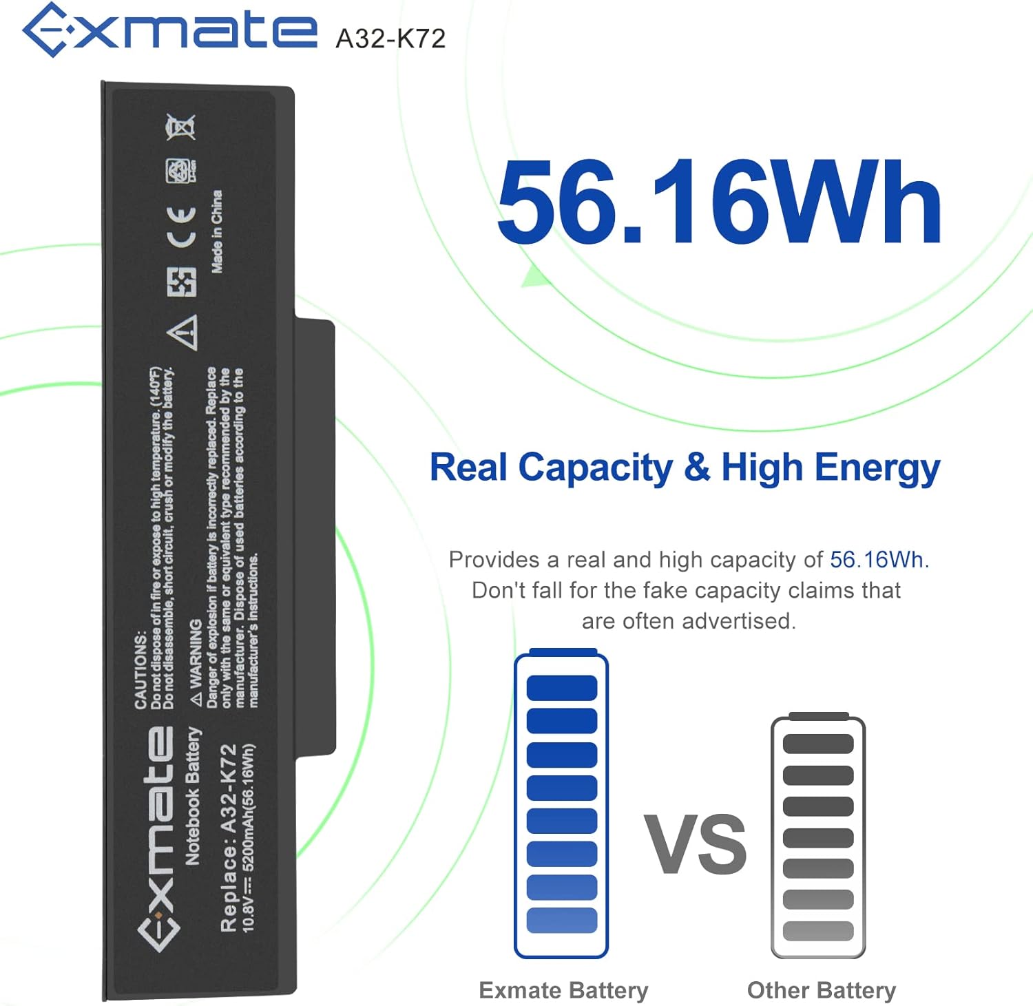 Exmate 5200mAh Batteria A32-K72 per Asus K72 N71 - immagine 2