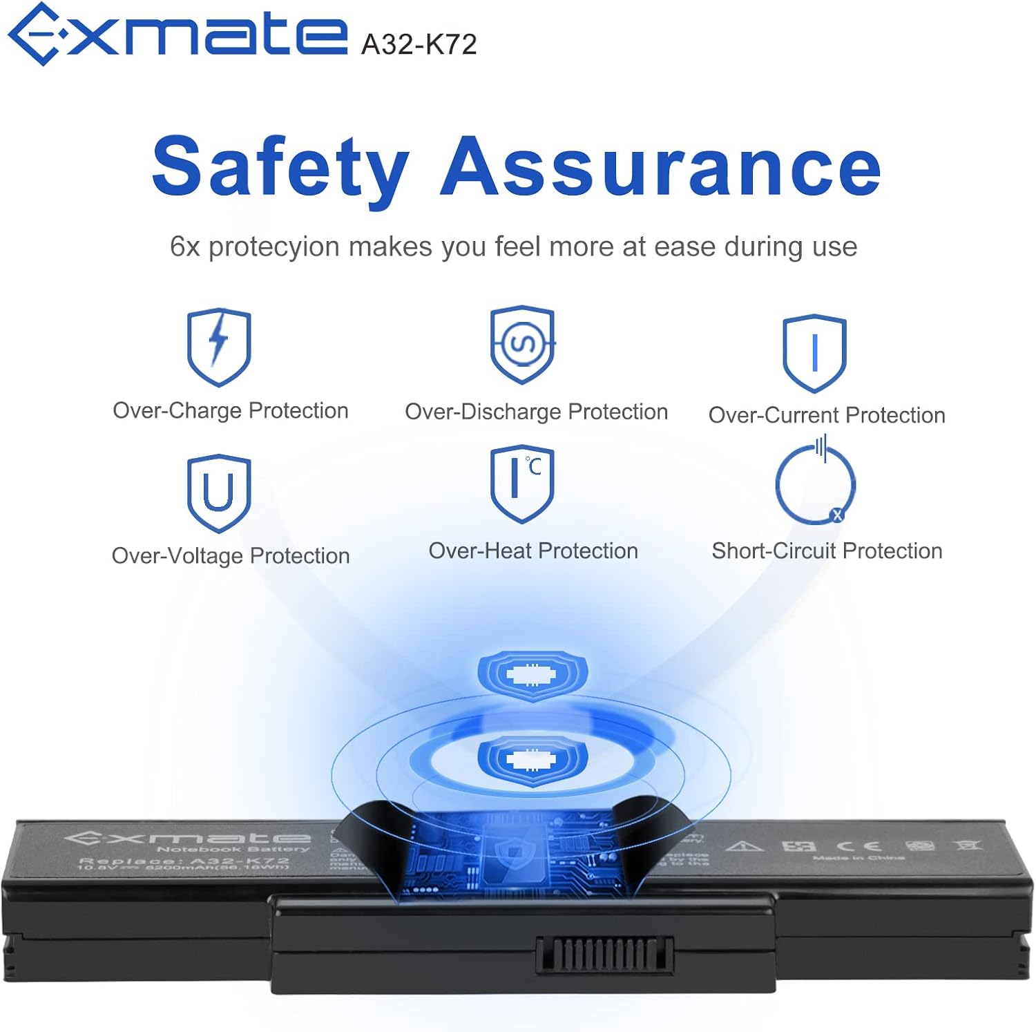 Exmate 5200mAh Batteria A32-K72 per Asus K72 N71 - immagine 4