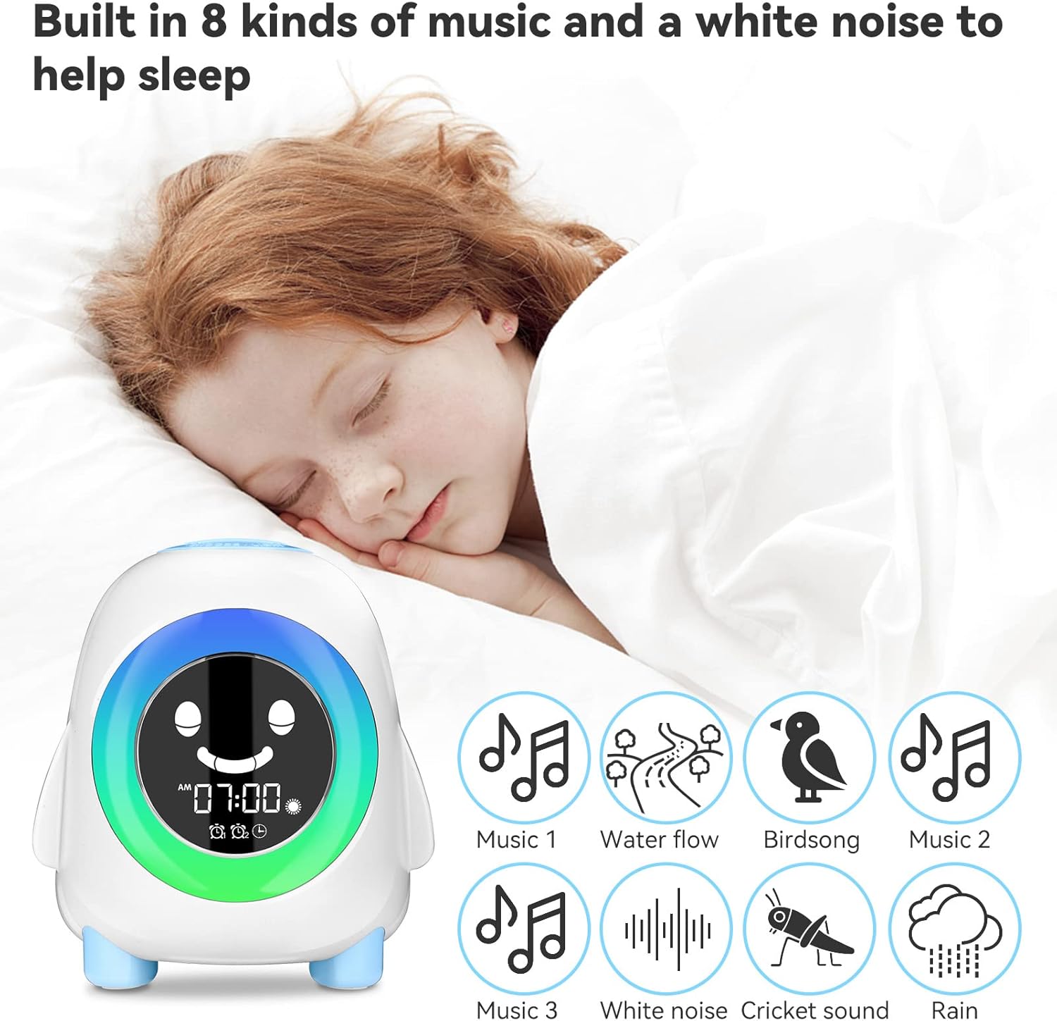 Cadrim Sveglia Digitale per Bambini Wake-up Light USB - immagine 3