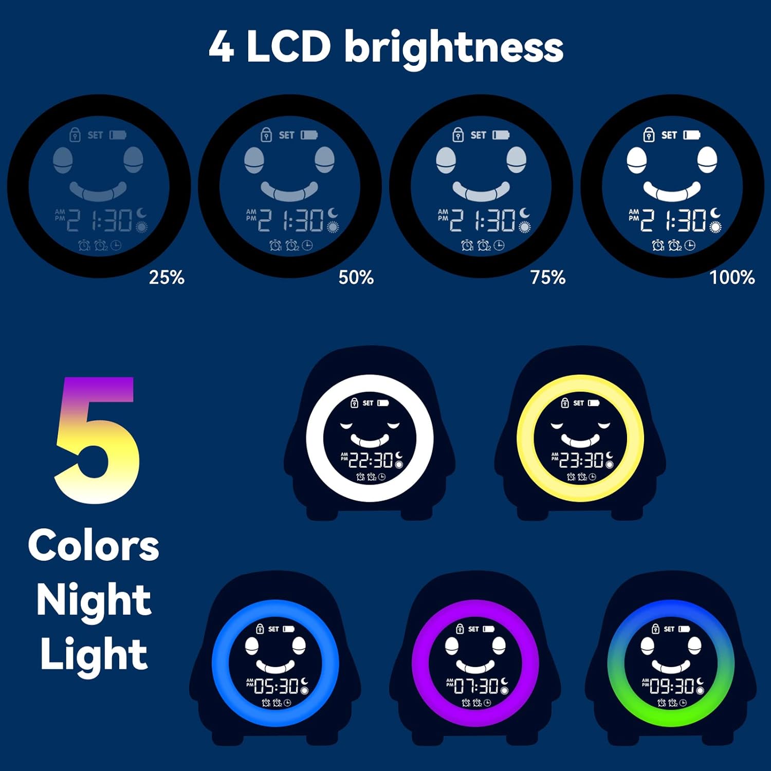 Cadrim Sveglia Digitale per Bambini Wake-up Light USB - immagine 7