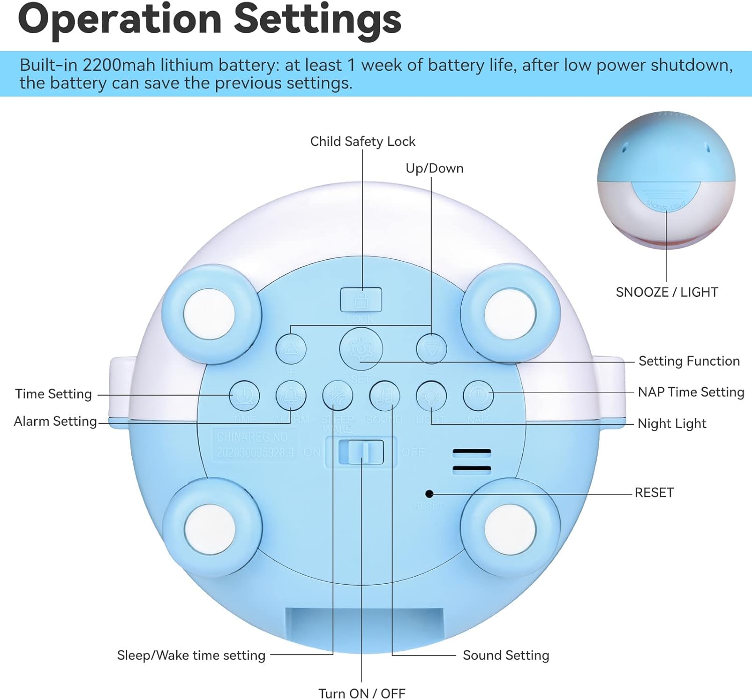 Cadrim Sveglia Digitale per Bambini Wake-up Light USB - immagine 8