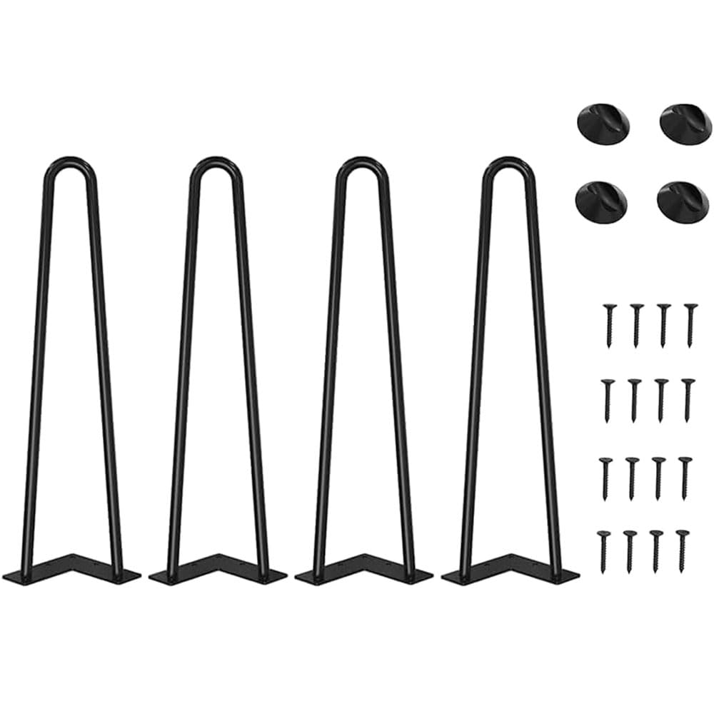 Winsoon Gambe per Tavolo Ferro 41CM - Set di 4, Nero