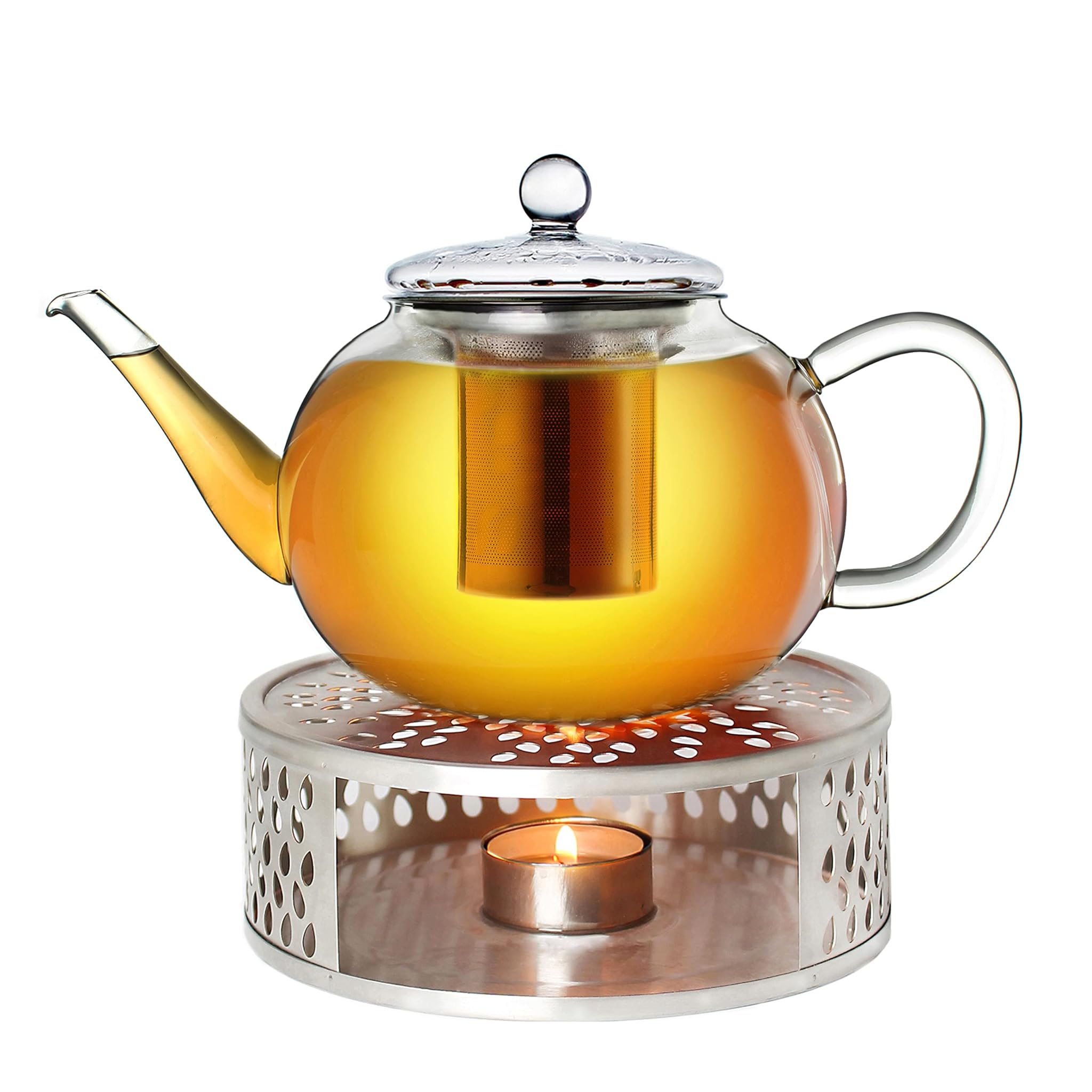 Set Teiera in Vetro con Scaldavivande 1200ml