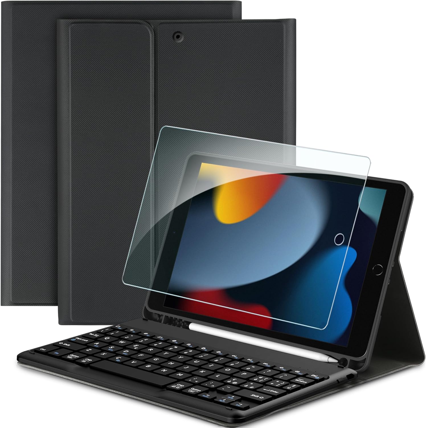 Easyacc Cover iPad 9 Gen con Tastiera, Nero - immagine 1