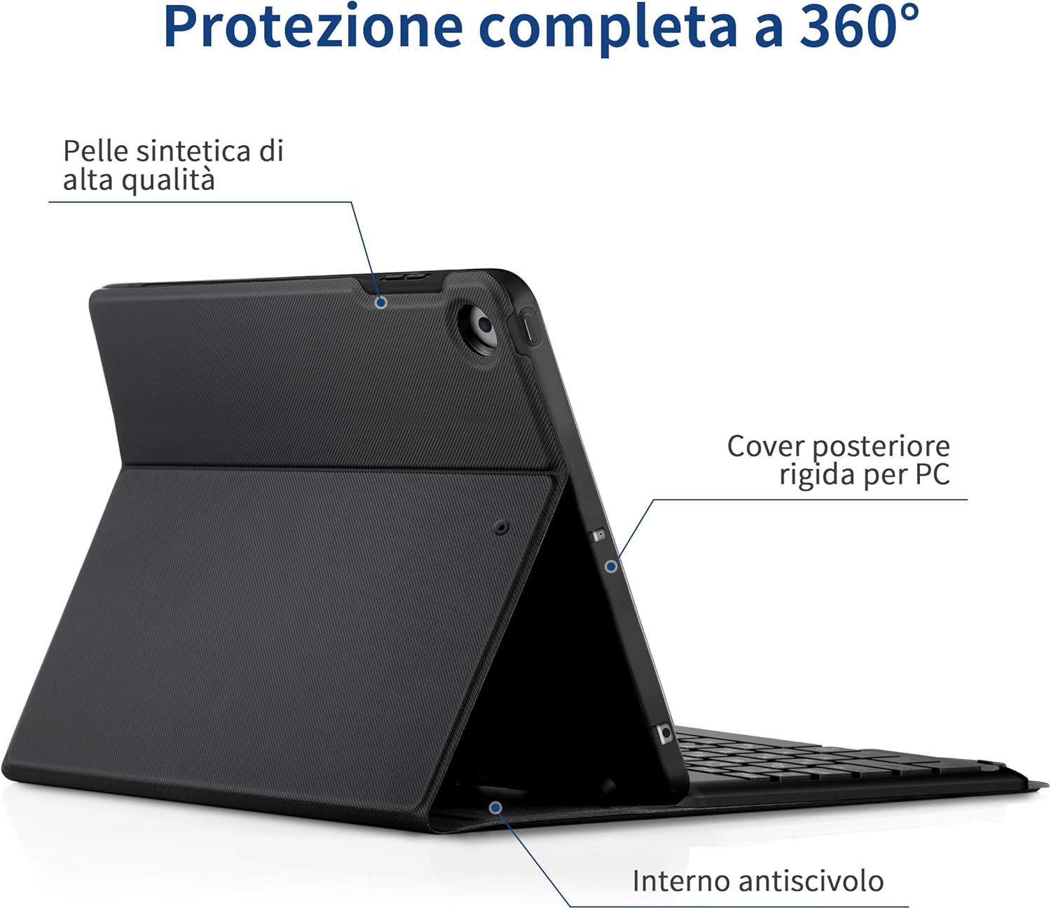 Easyacc Cover iPad 9 Gen con Tastiera, Nero - immagine 5