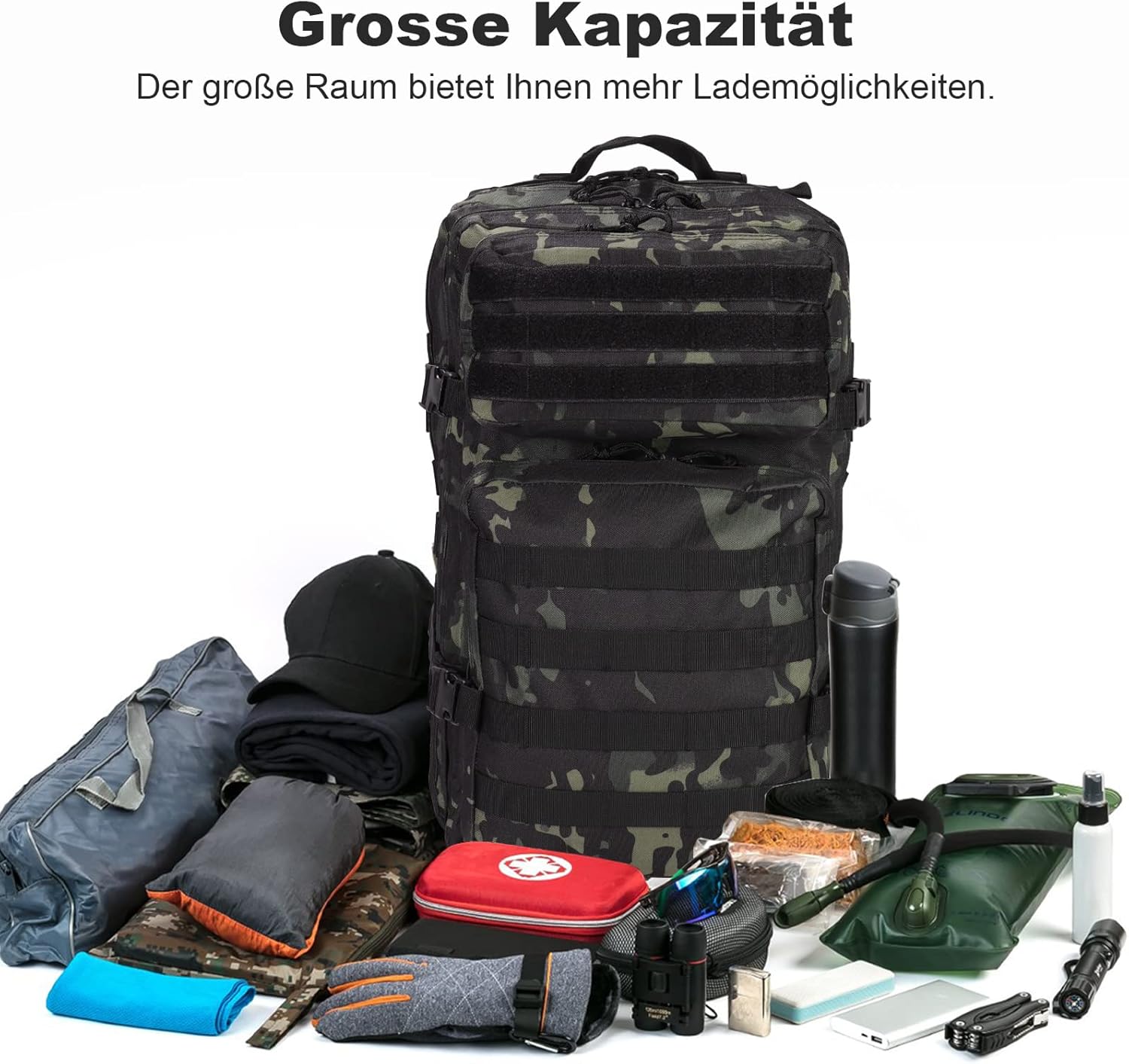 SHANNA Zaino Tattico Militare 45 Litri Impermeabile - immagine 6