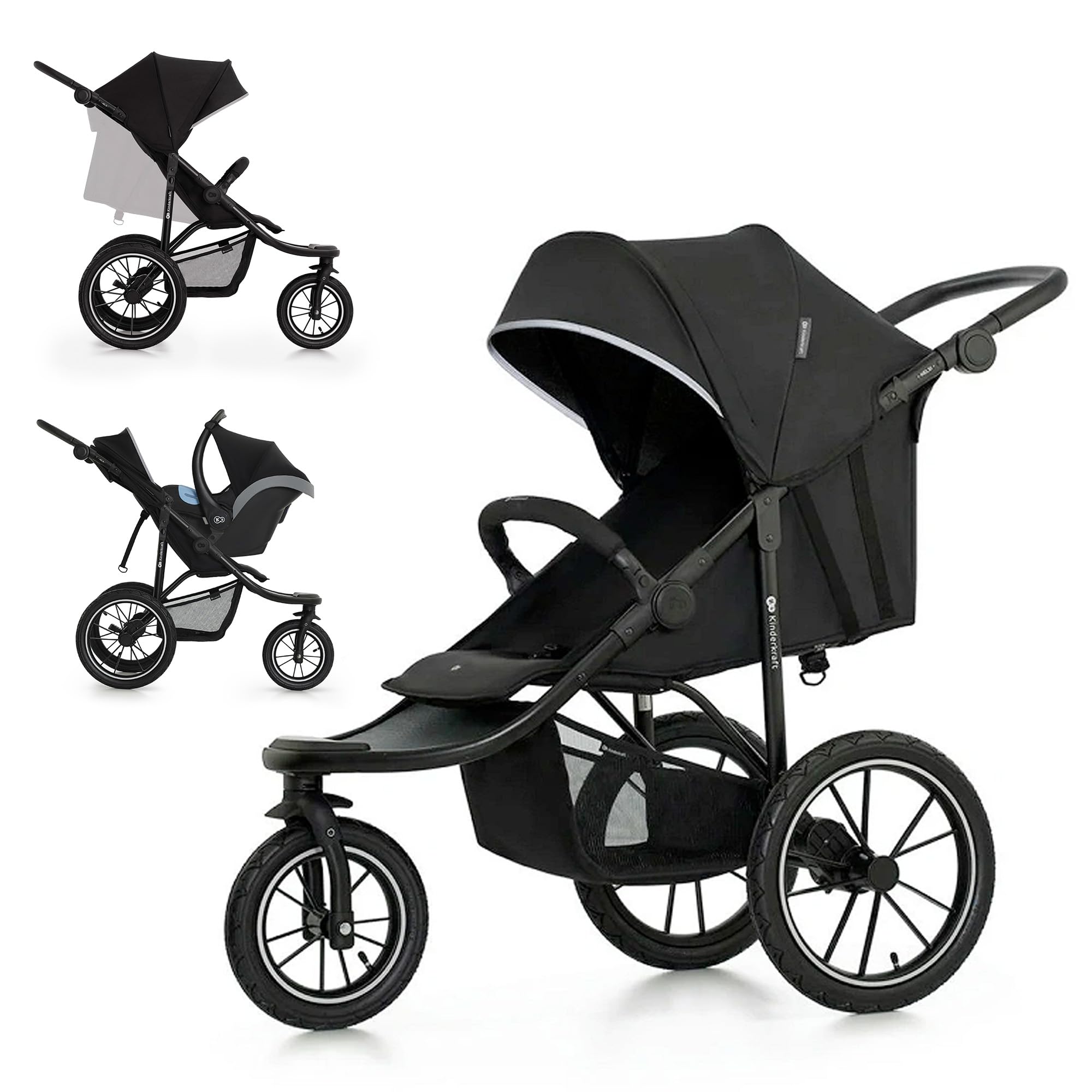 Kinderkraft HELSI 2 - Passeggino Leggero 3 Ruote, Nero