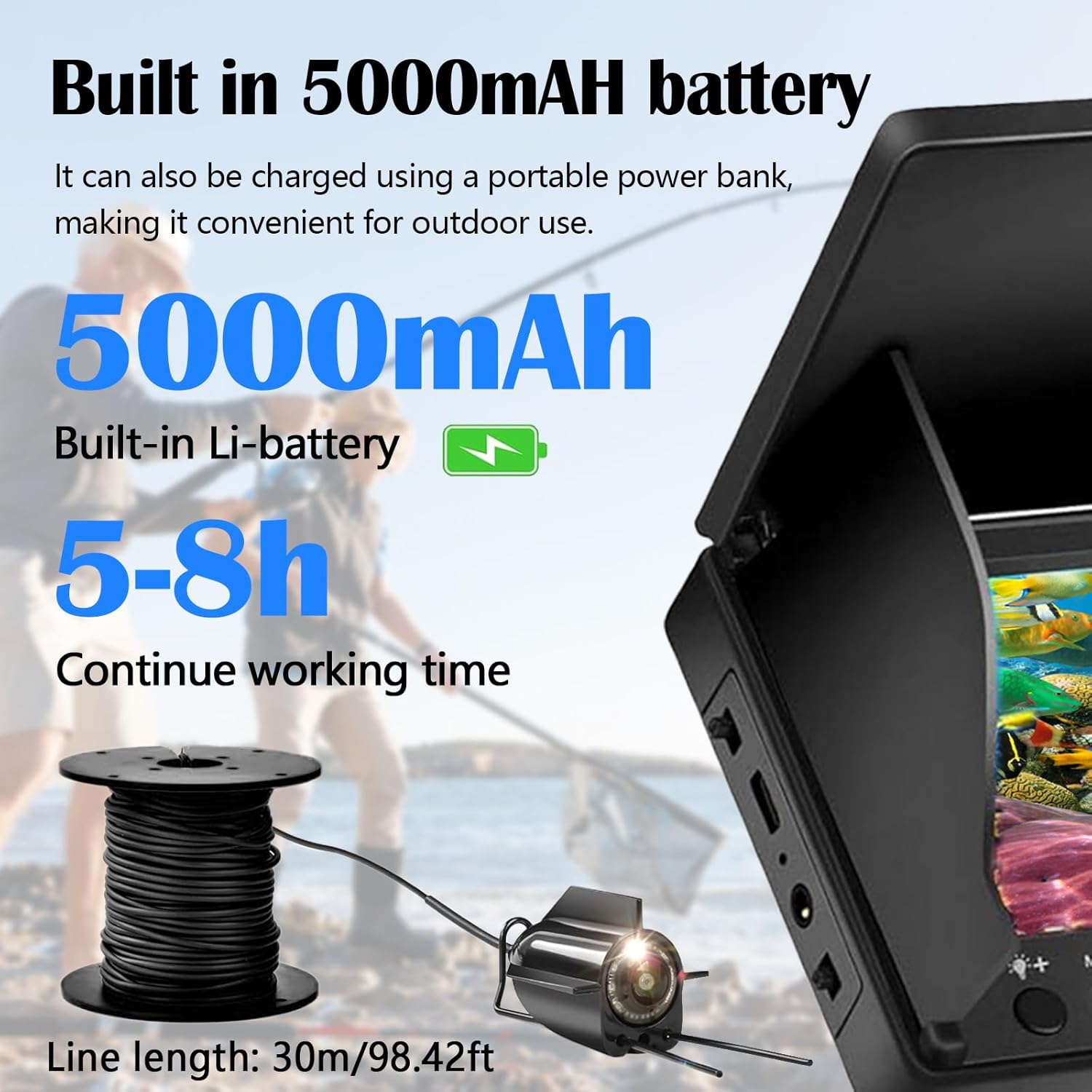 Telecamera Subacquea Pesca IP65 con Display IPS 5" - immagine 4