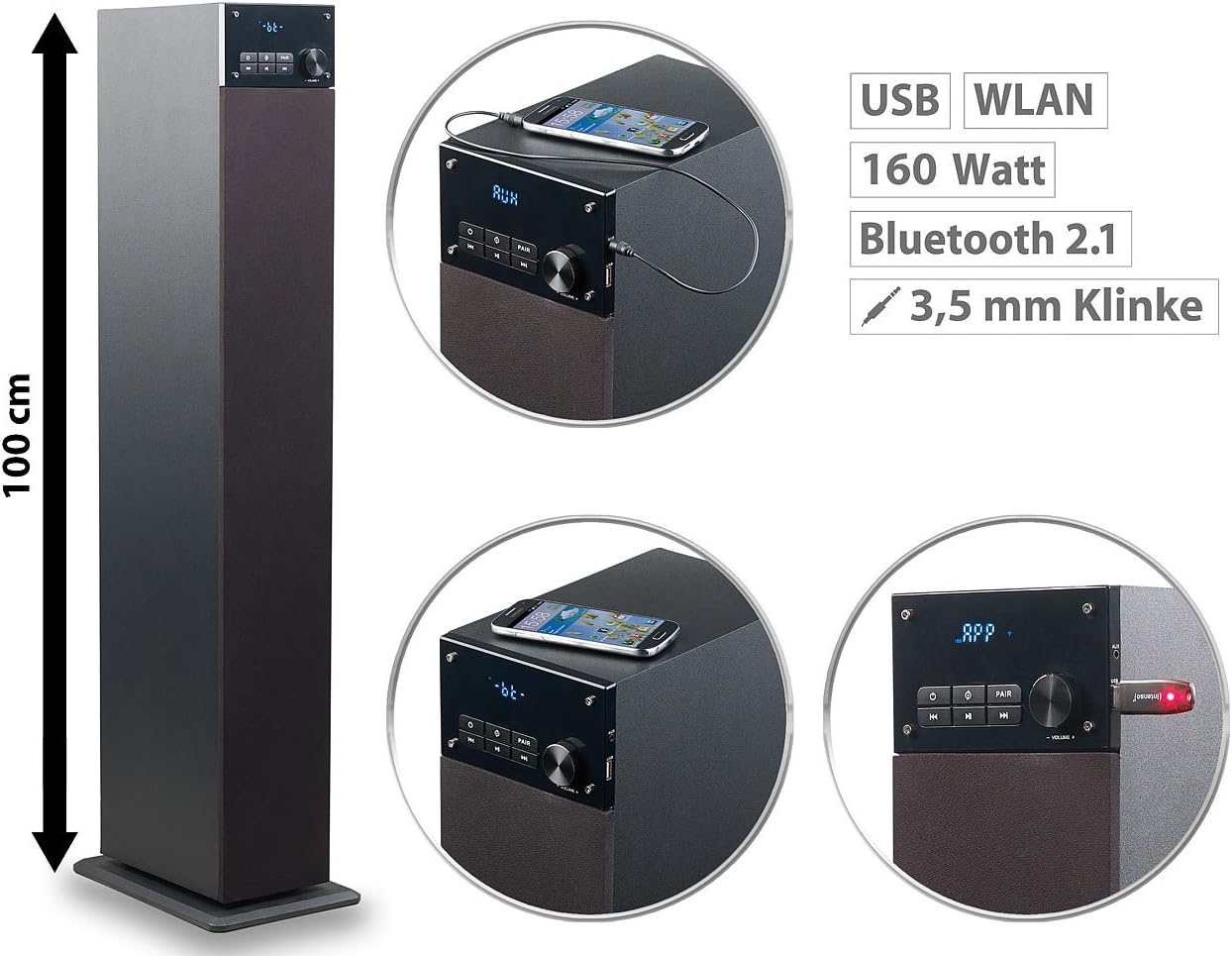 Auvisio Diffusori a Torre 2.1 Multiroom 160W - immagine 2